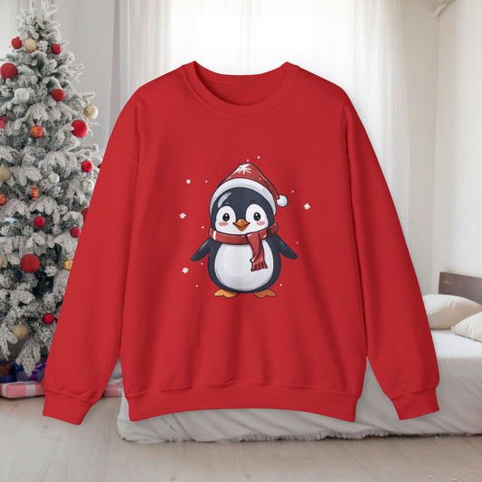Christmas Penguin Sweatshirt With Adorable Penguin
