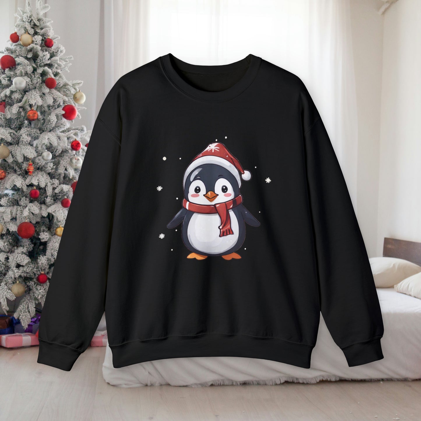 Christmas Penguin Sweatshirt With Adorable Penguin
