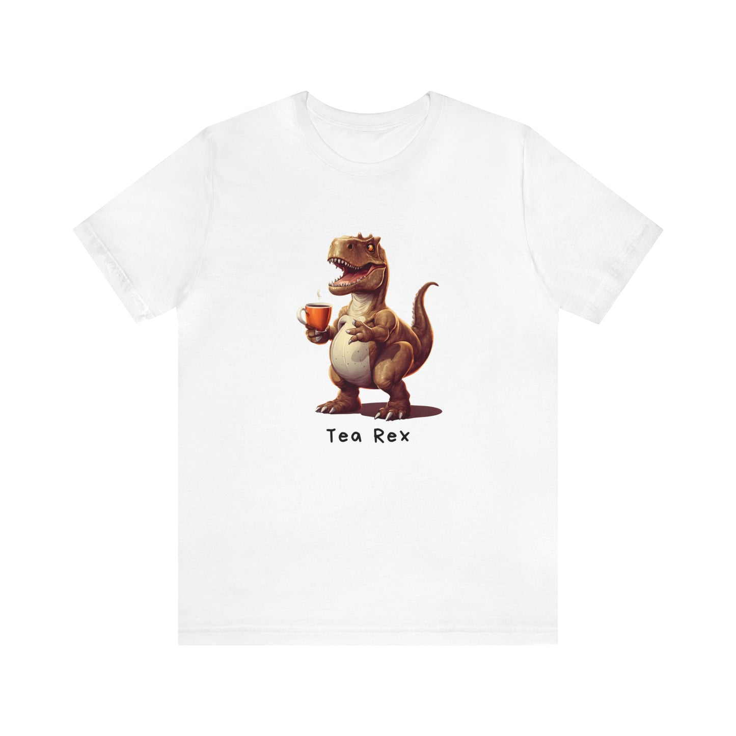 Funny Tyrannosaurus Rex Dinosaur Unisex Short Sleeve T-Shirt With Ultra Soft Cotton White