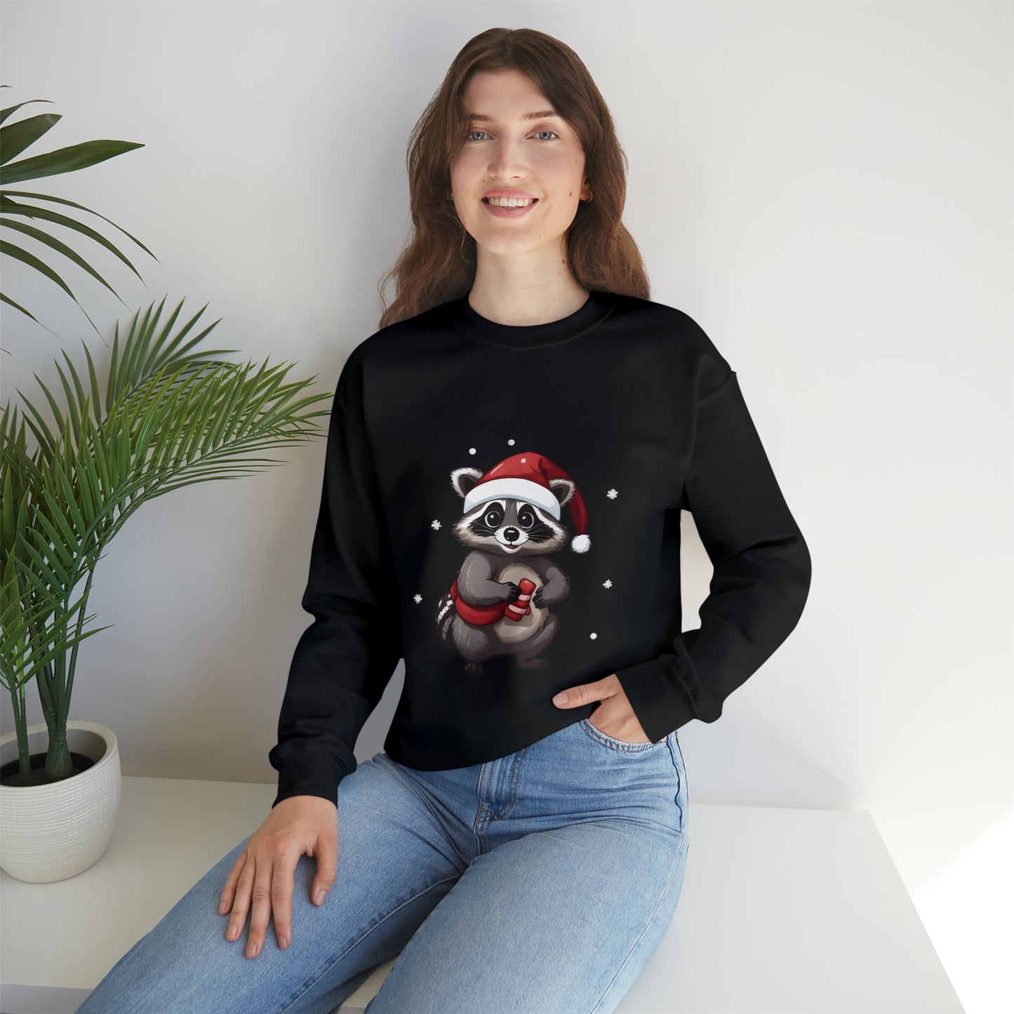 Christmas Raccoon Sweatshirt With Adorable Raccoon