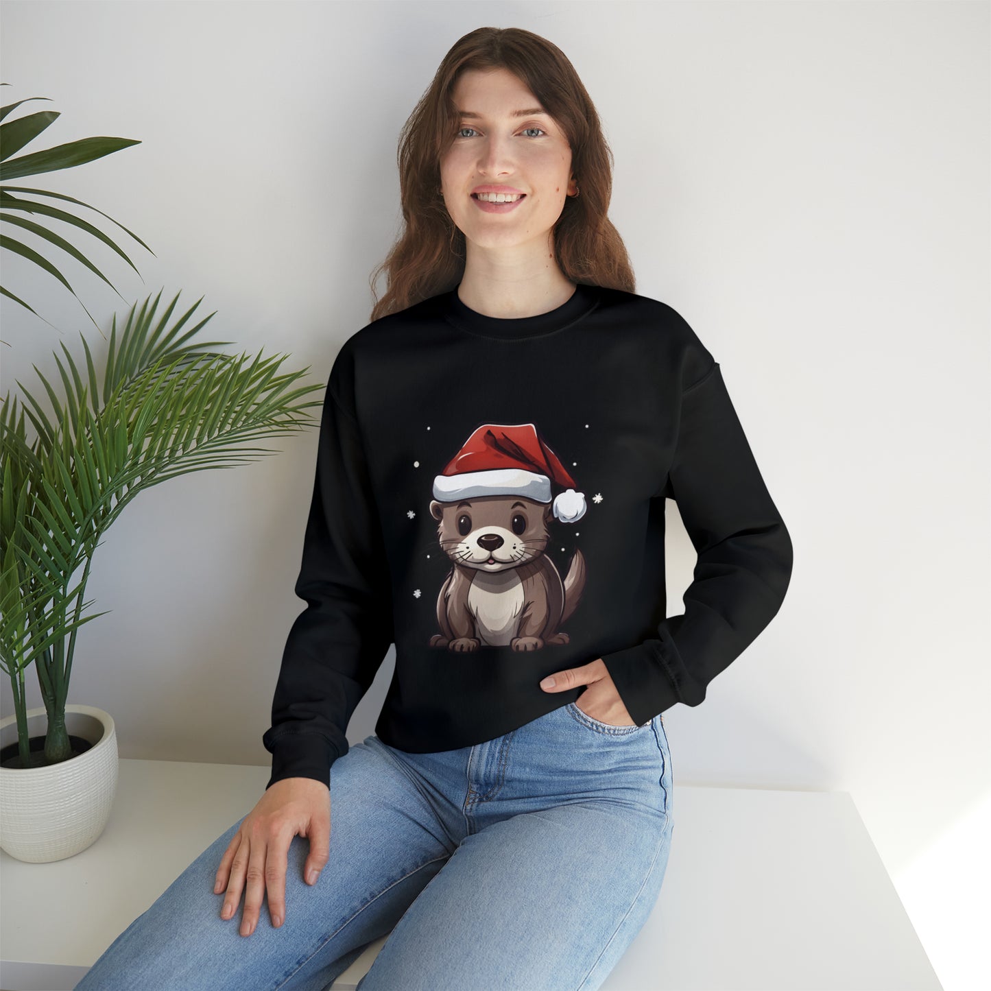 Christmas Otter Sweatshirt With Adorable Otter