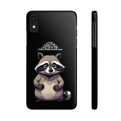 Black iPhone Slim Case Cute Raccoon