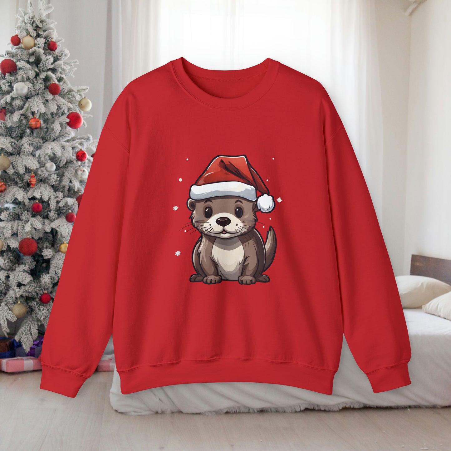 Christmas Otter Sweatshirt With Adorable Otter