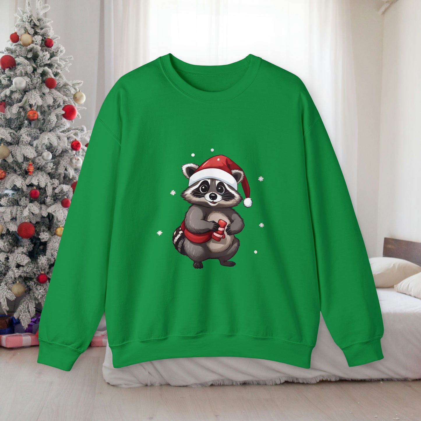 Christmas Raccoon Sweatshirt With Adorable Raccoon