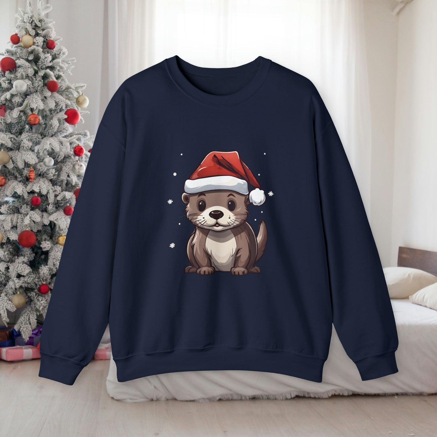 Christmas Otter Sweatshirt With Adorable Otter
