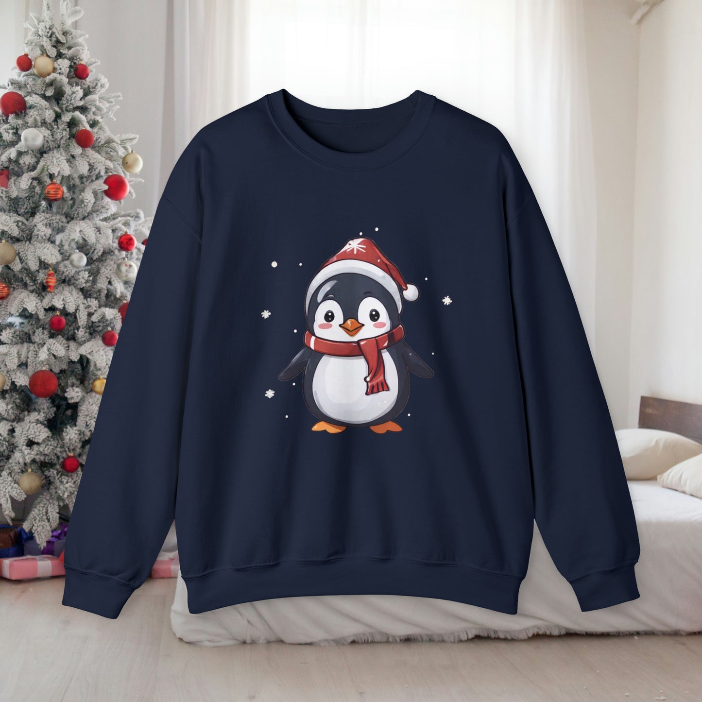 Christmas Penguin Sweatshirt With Adorable Penguin