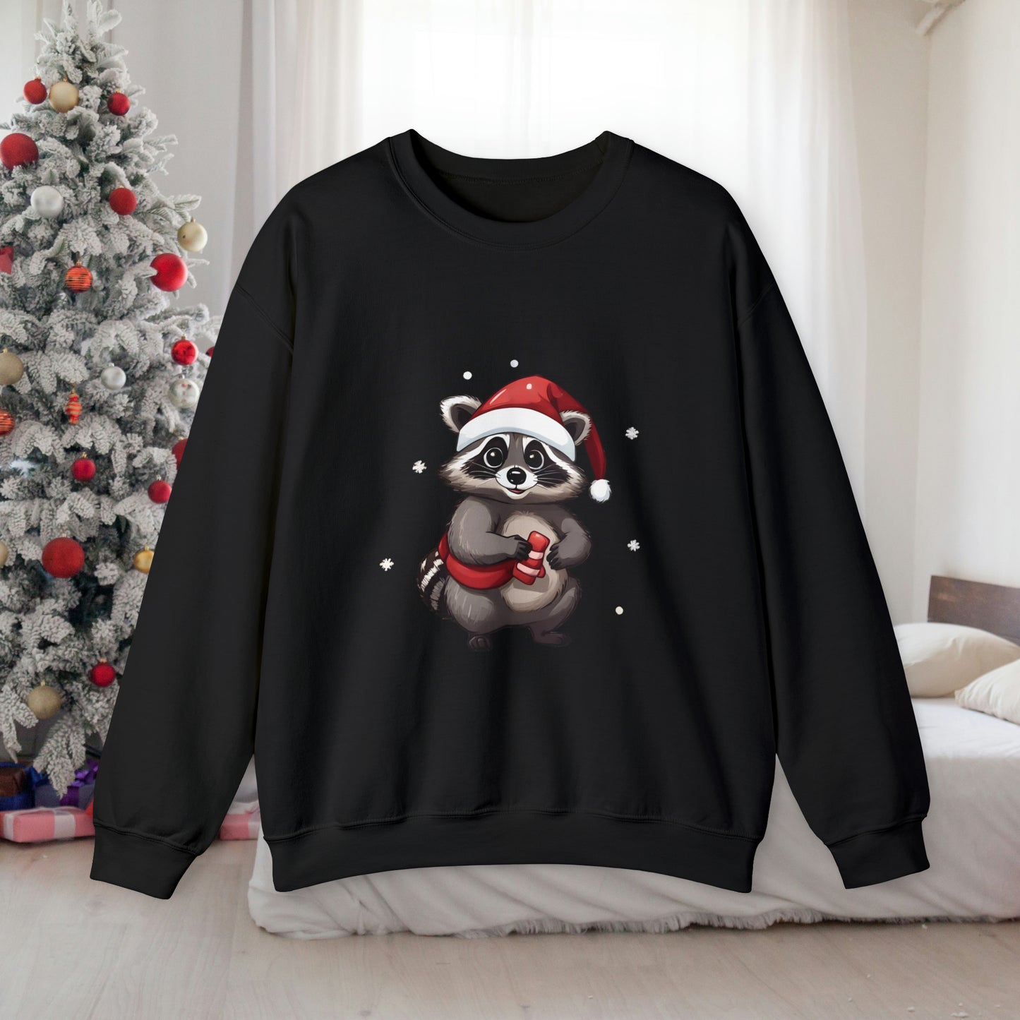 Christmas Raccoon Sweatshirt With Adorable Raccoon
