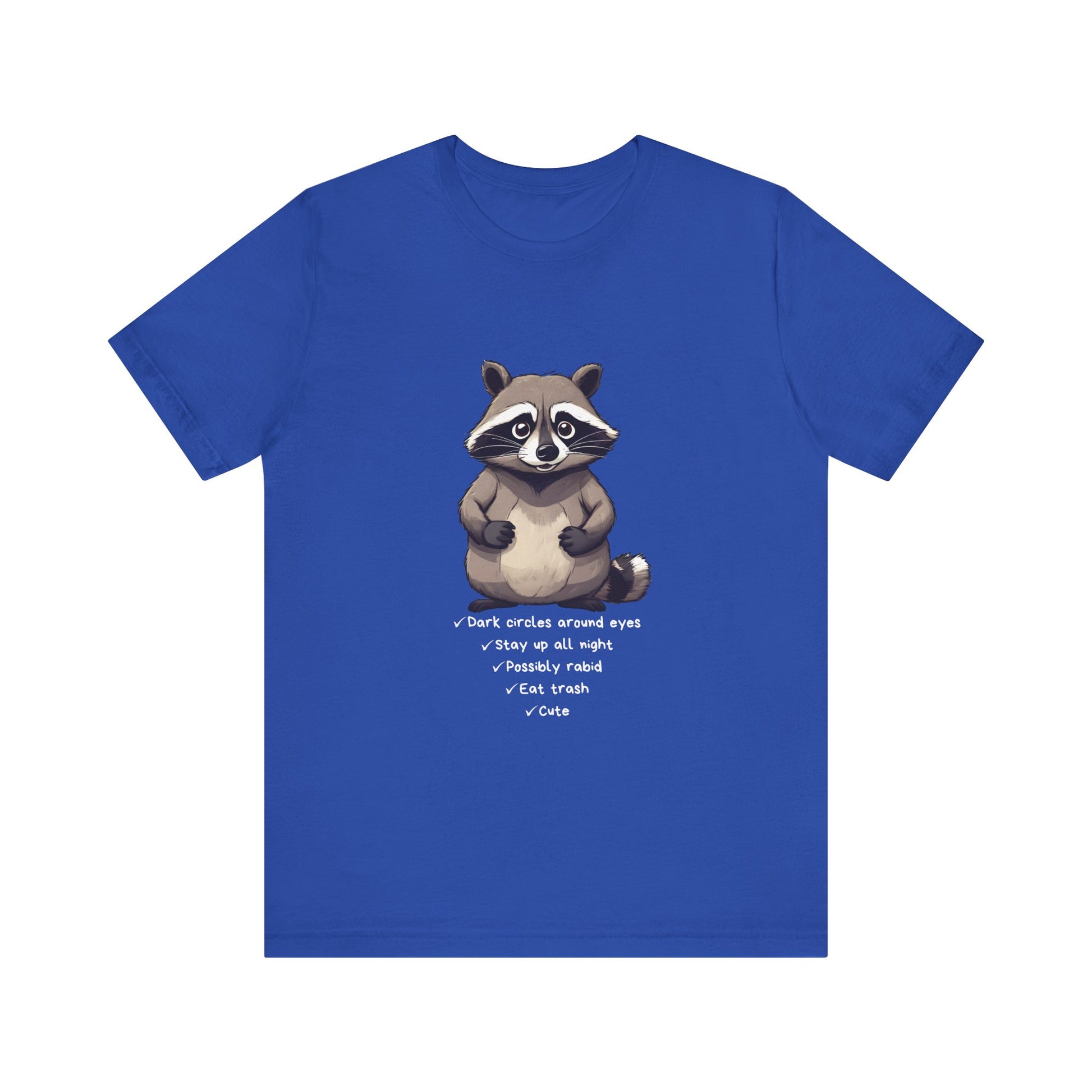 Blue Cute Raccoon Short Sleeve T-Shirt With Ultra Soft-Cotton For Men And Women Base