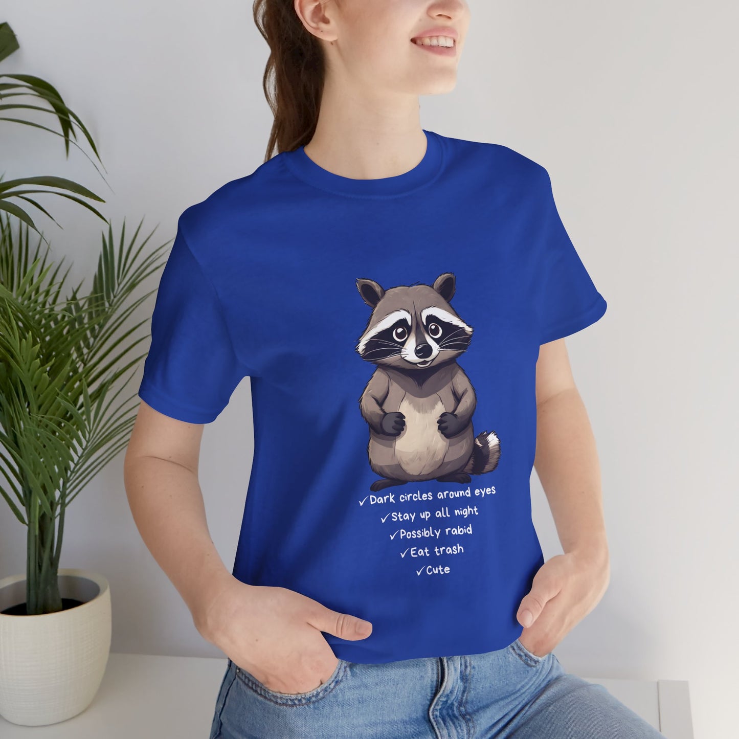 Blue Cute Raccoon Short Sleeve T-Shirt With Ultra Soft-Cotton For Men And Women Style