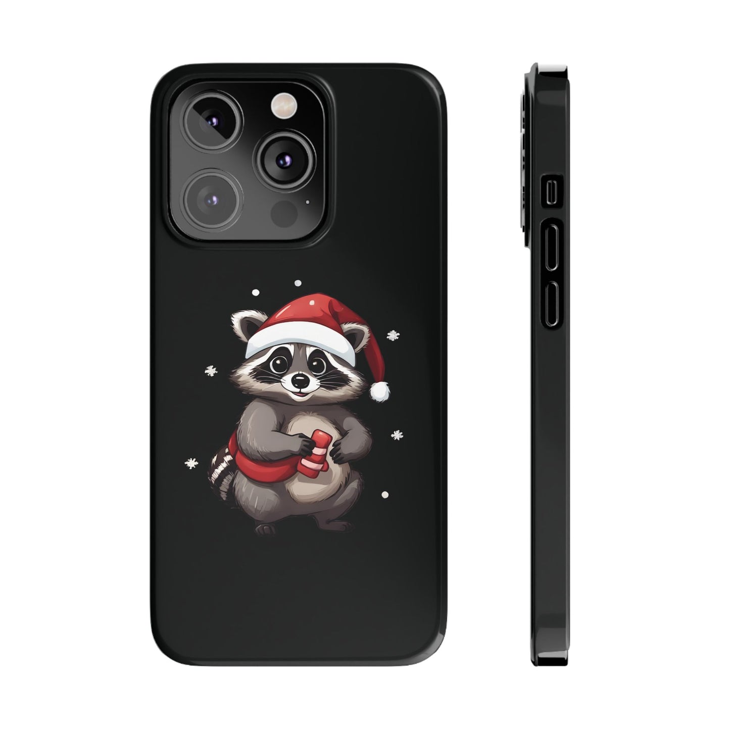 Christmas Raccoon Black iPhone 14 Pro Case