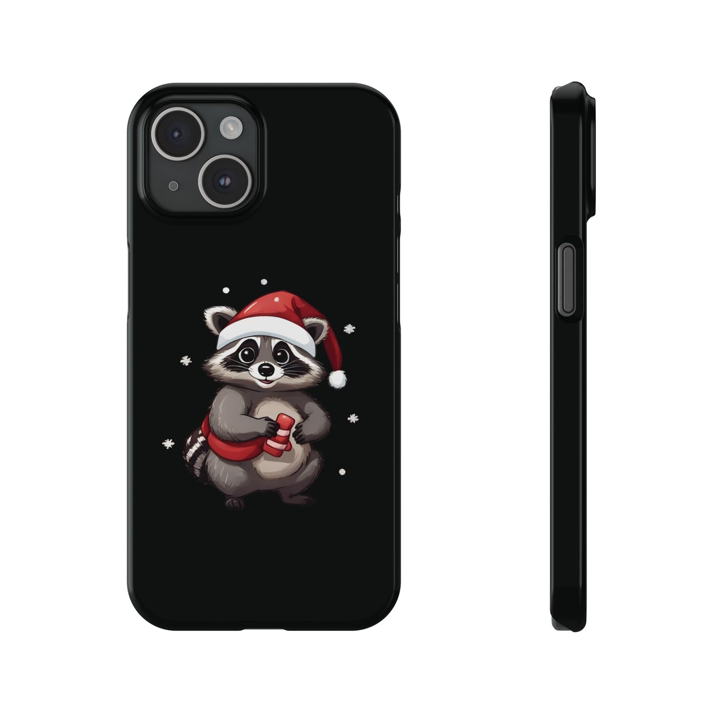 Christmas Raccoon Black iPhone 15 Case
