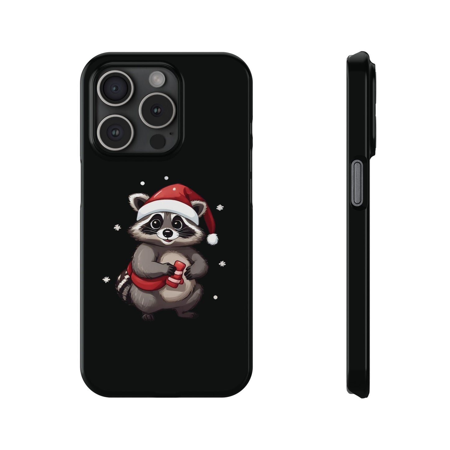 Christmas Raccoon Black iPhone 15 Pro Case