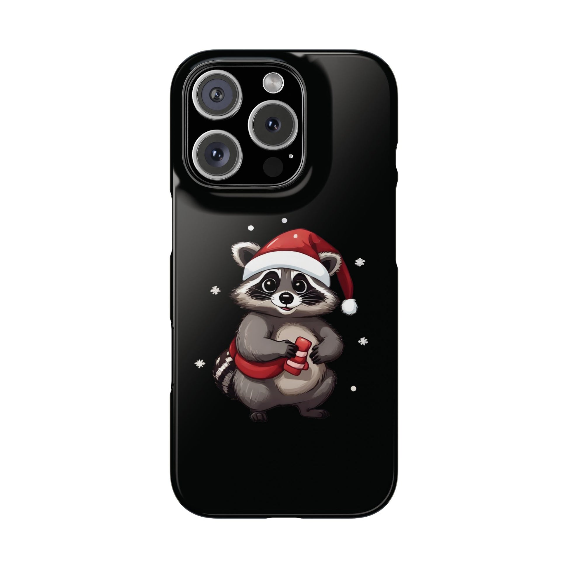 Christmas Raccoon Black iPhone 16 Pro Case