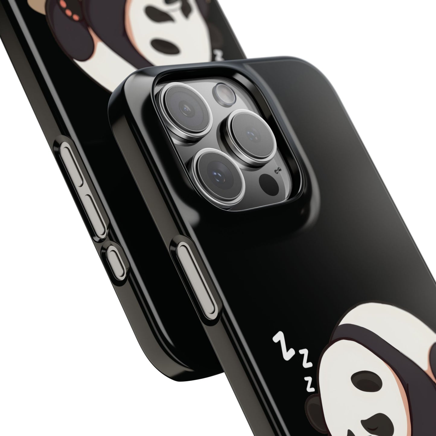 Cute Lazy Panda Black iPhone 16 Pro Max Case Close 1