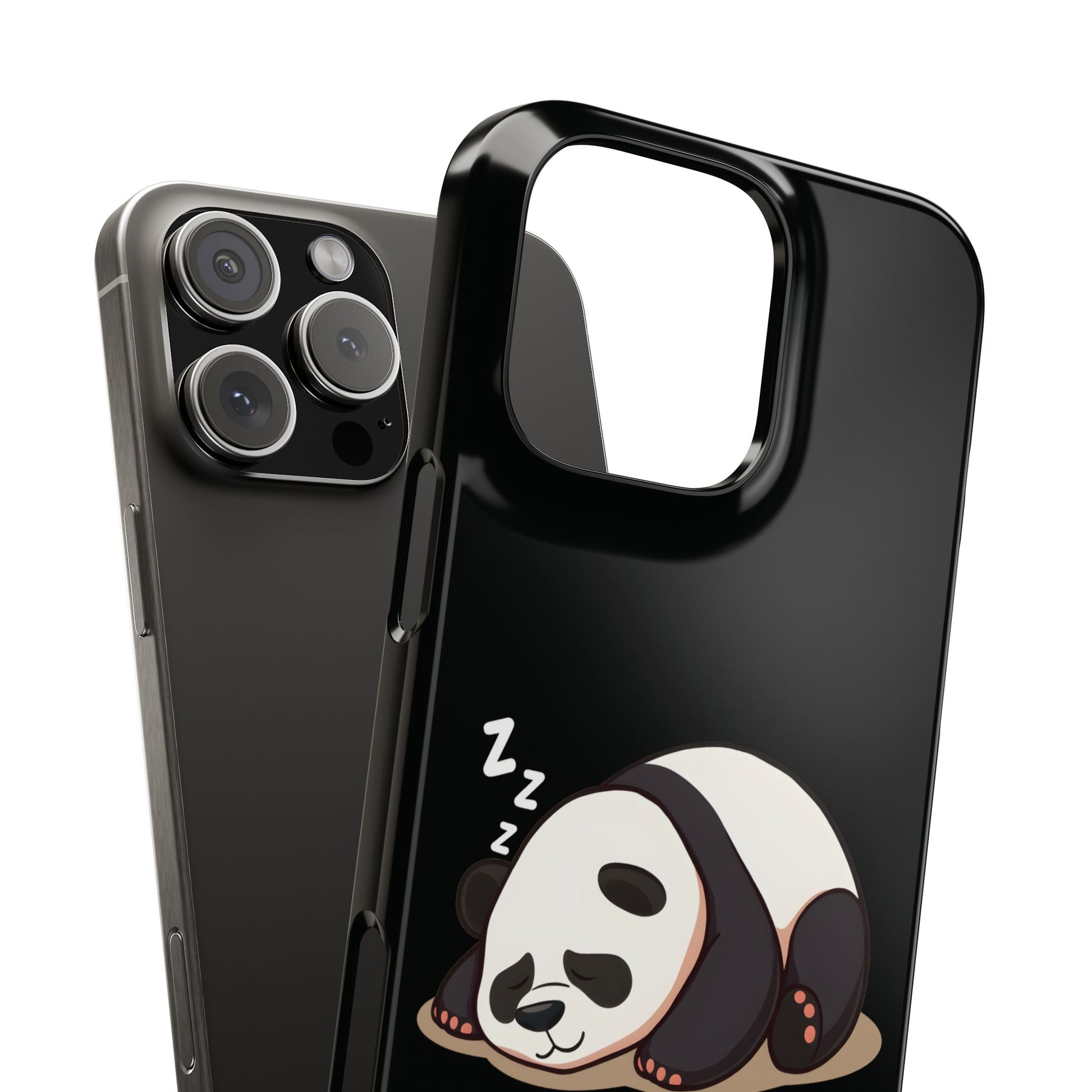 Cute Lazy Panda Black iPhone 16 Pro Max Case Close 2