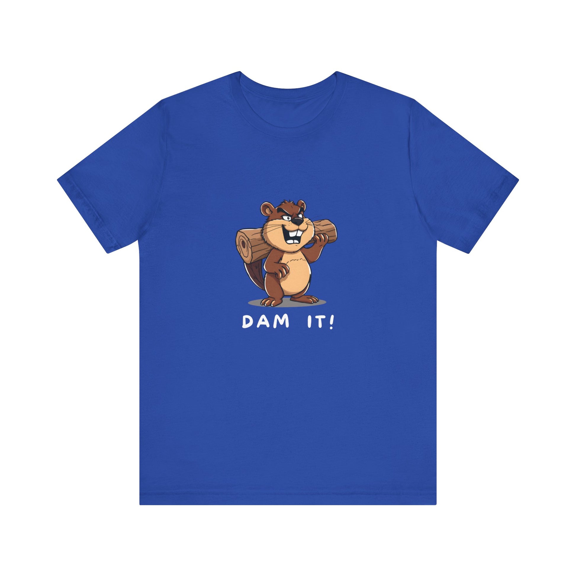 Funny Dam It Beaver Short Sleeve T-Shirt With Ultra Soft-Cotton For Men And Women Base Blue