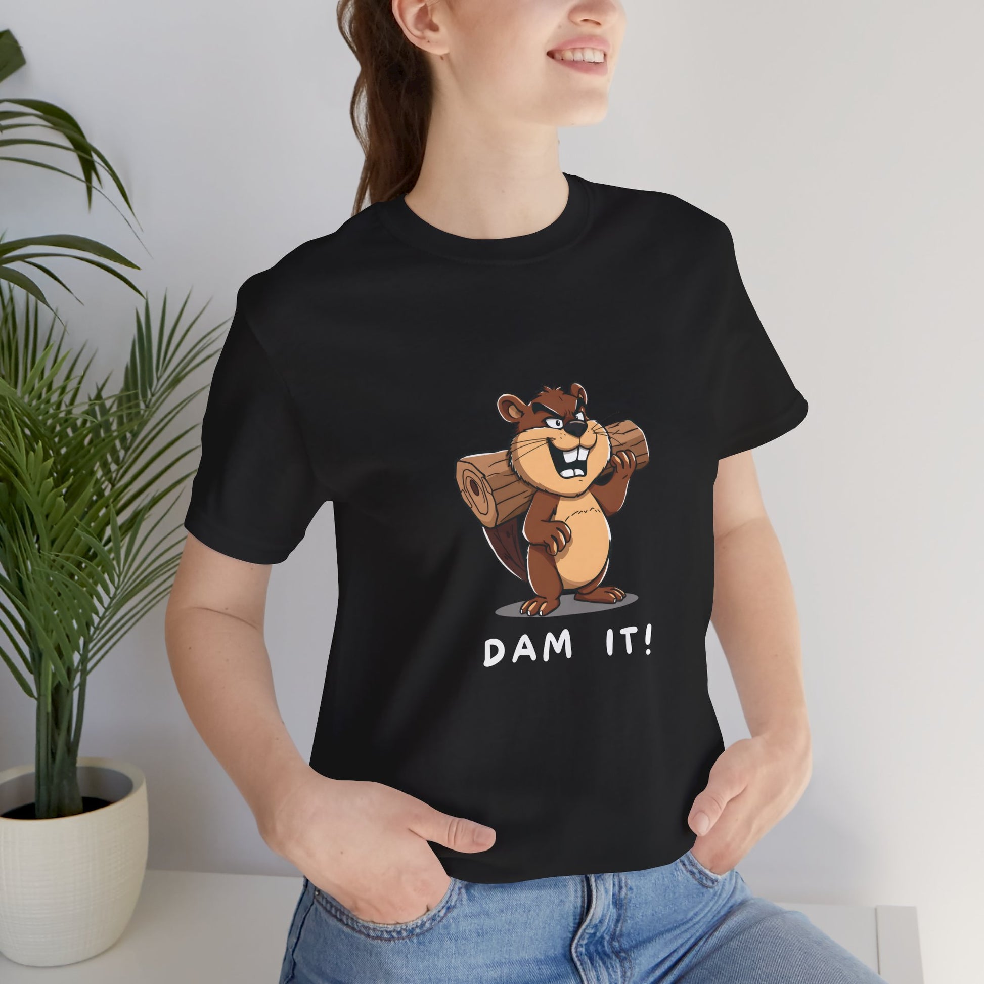 Funny Dam It Beaver Short Sleeve T-Shirt With Ultra Soft-Cotton For Men And Women Style Black