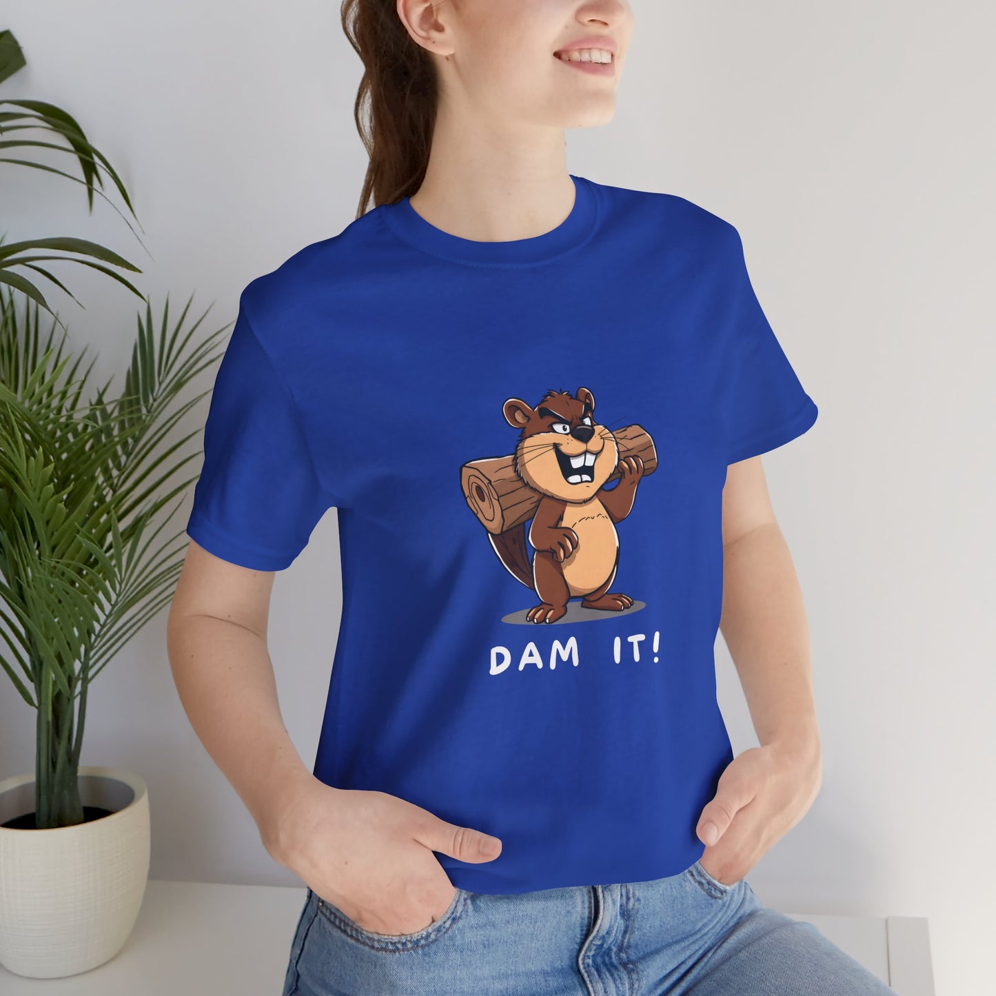 Funny Dam It Beaver Short Sleeve T-Shirt With Ultra Soft-Cotton For Men And Women Style Blue