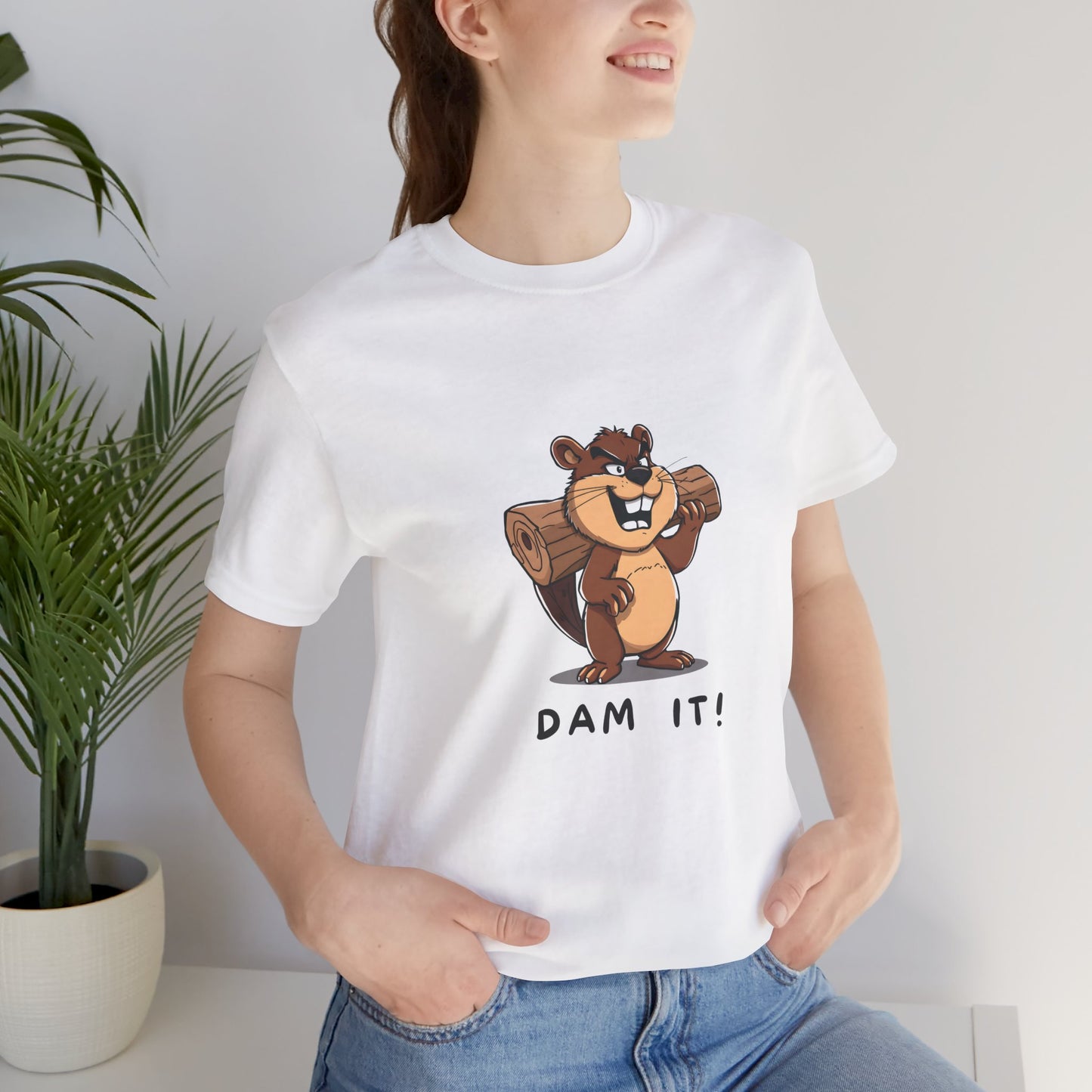 Funny Dam It Beaver Short Sleeve T-Shirt With Ultra Soft-Cotton For Men And Women Style White