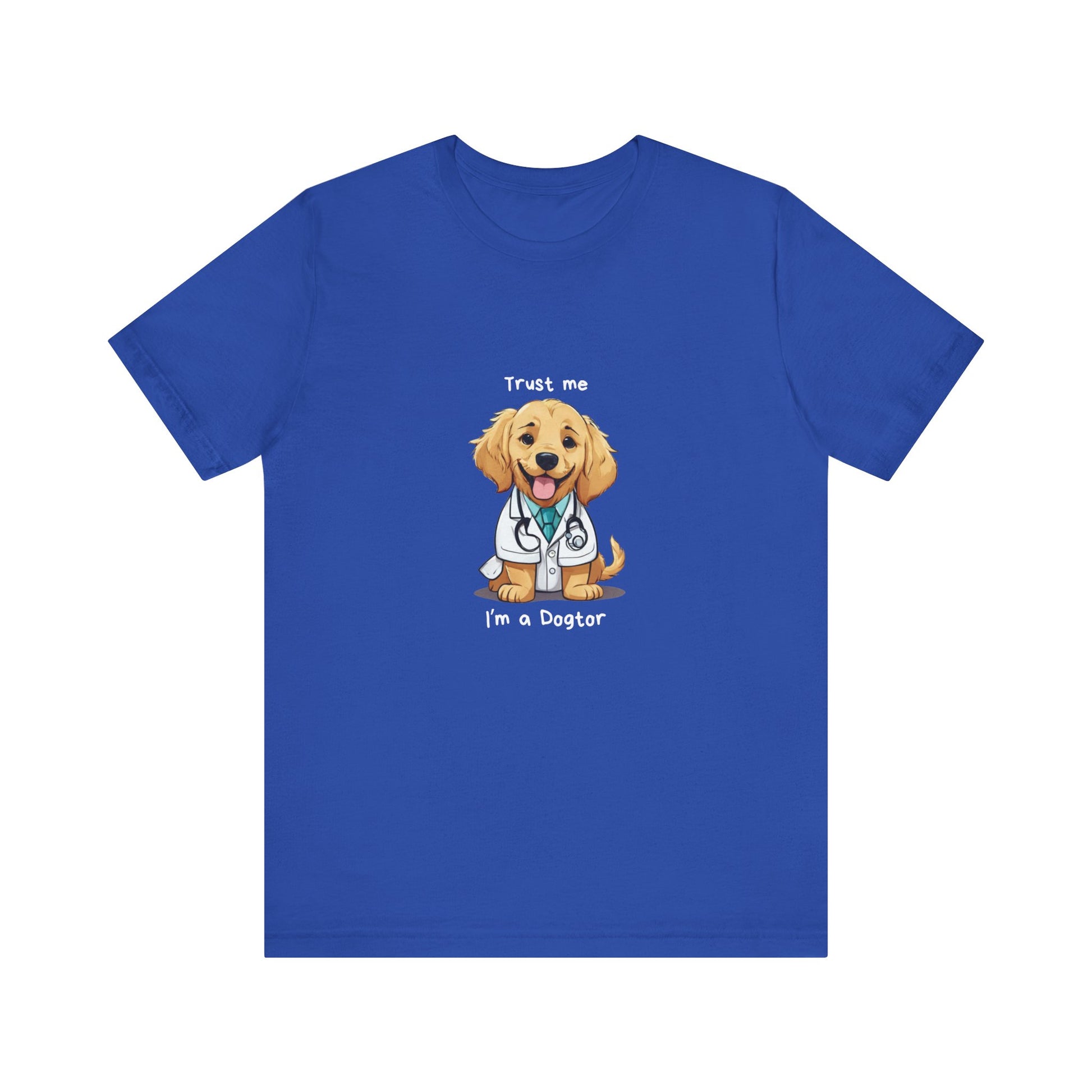 Funny Dog Doctor Short Sleeve T-Shirt With Ultra Soft-Cotton For Men And Women Base Blue