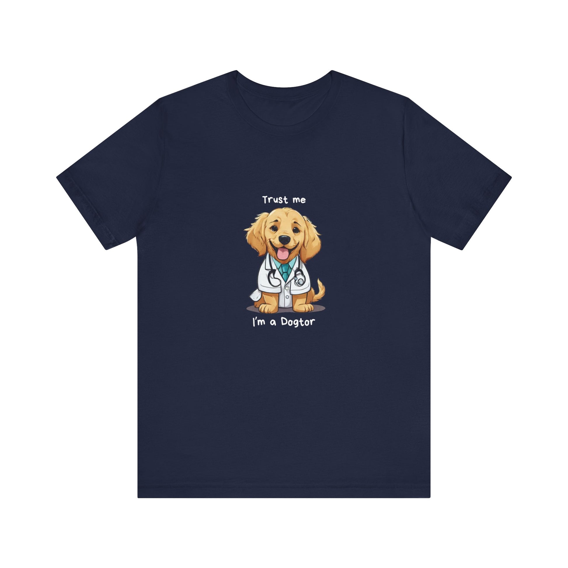 Funny Dog Doctor Short Sleeve T-Shirt With Ultra Soft-Cotton For Men And Women Base Navy