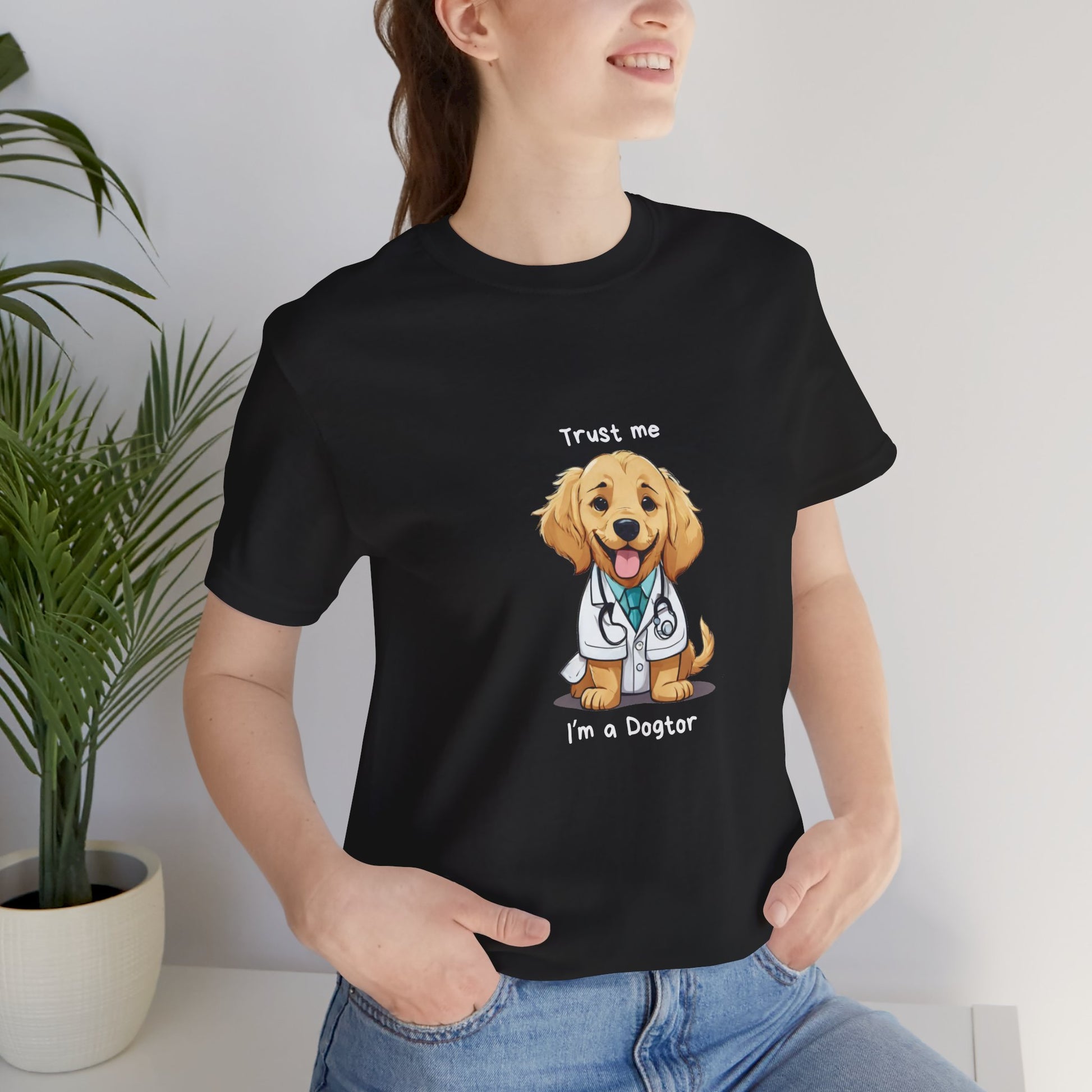 Funny Dog Doctor Short Sleeve T-Shirt With Ultra Soft-Cotton For Men And Women Style Black