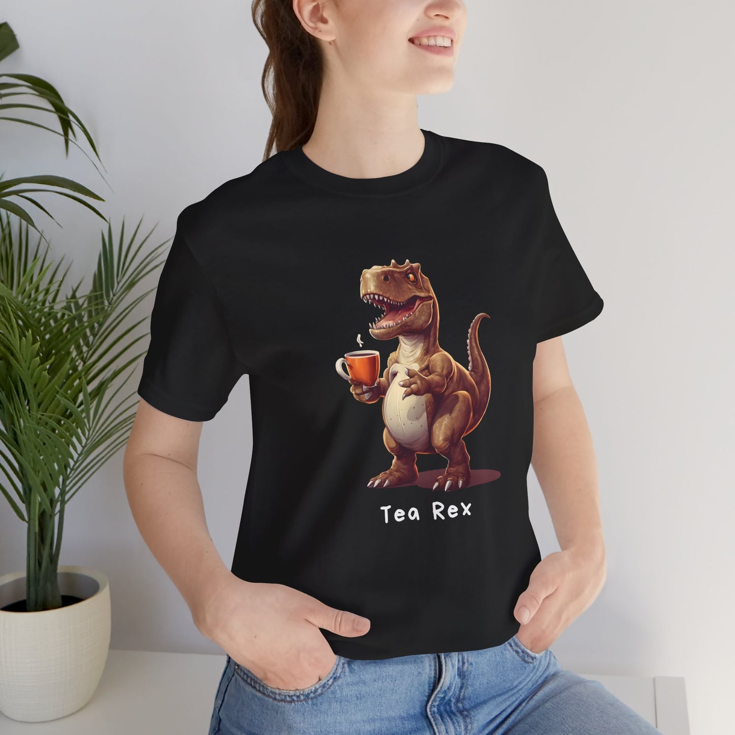 Funny Tea Rex Short Sleeve T-Shirt With Ultra Soft-Cotton For Men And Women Style Black