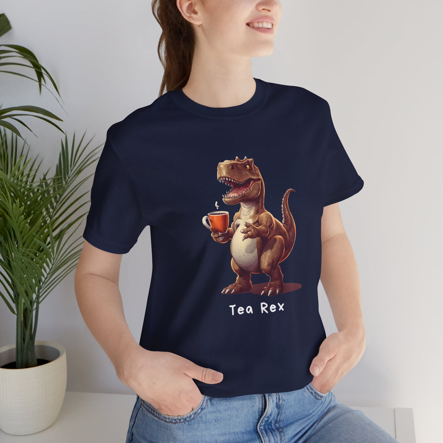 Funny Tea Rex Short Sleeve T-Shirt With Ultra Soft-Cotton For Men And Women Style Navy
