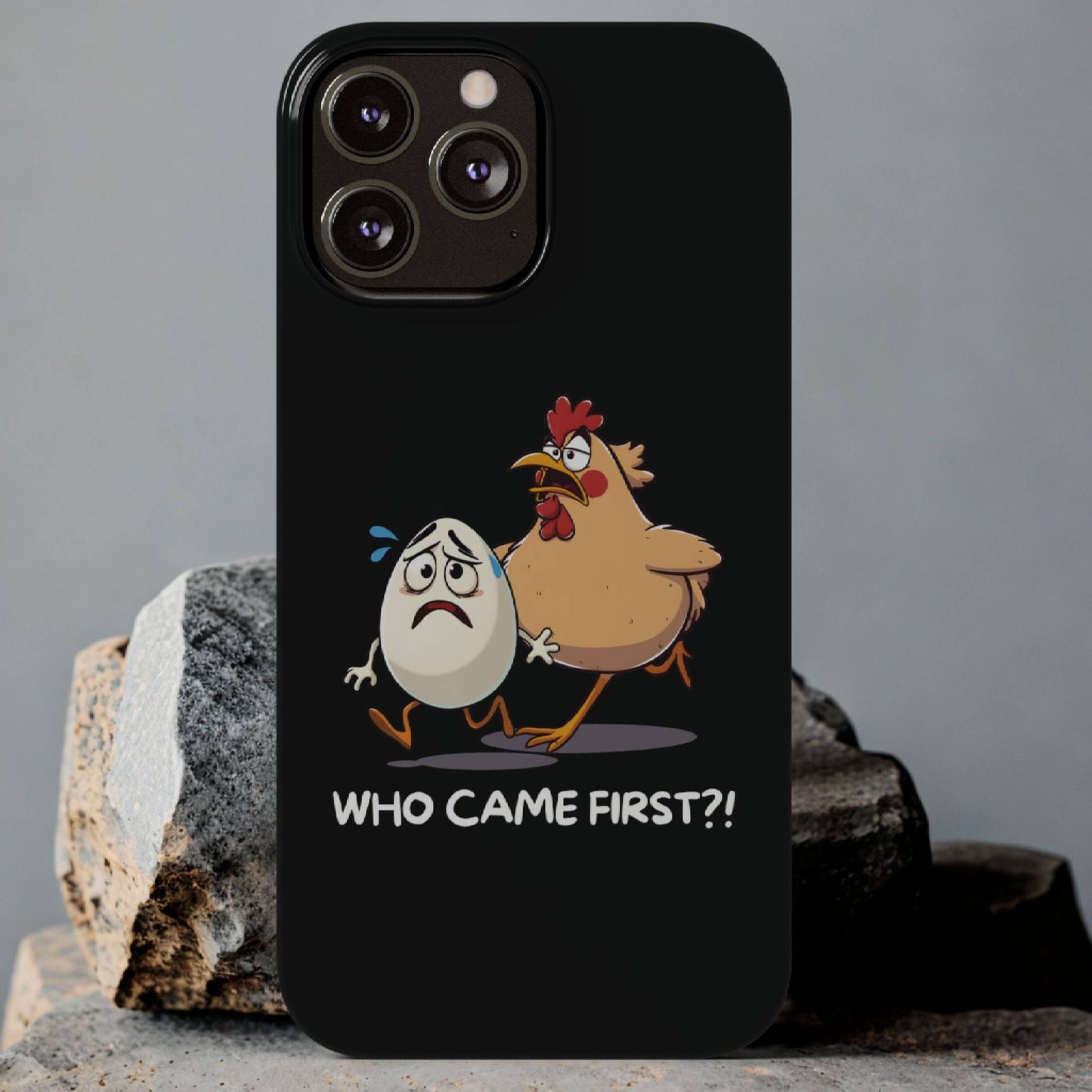 Funny Who Came First Black iPhone Case
