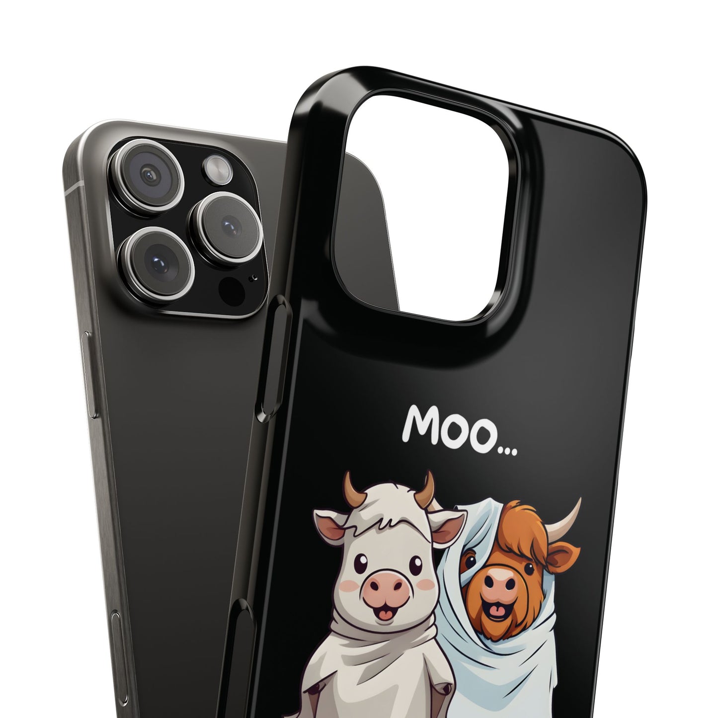 Halloween Cows Black iPhone 16 Pro Max Case Close 2
