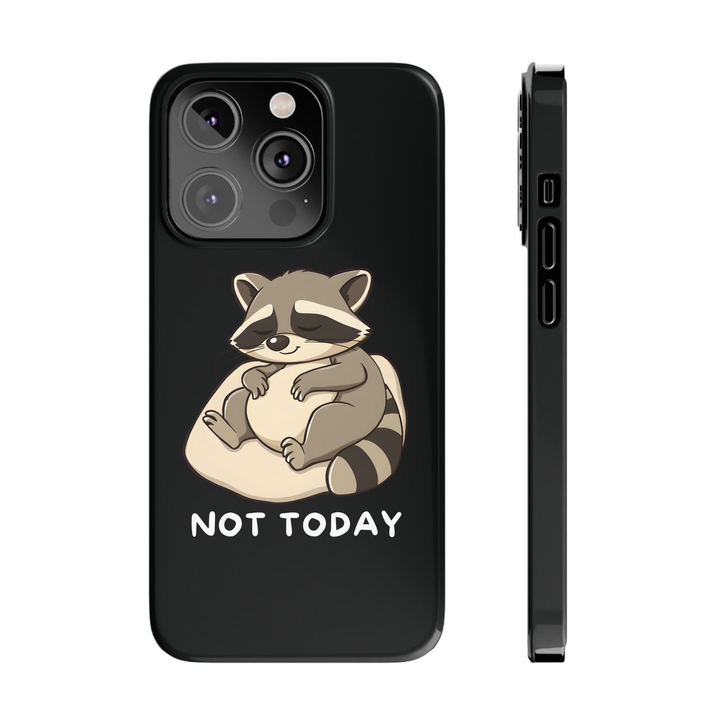 Lazy Cute Raccoon Black iPhone 14 Pro Case