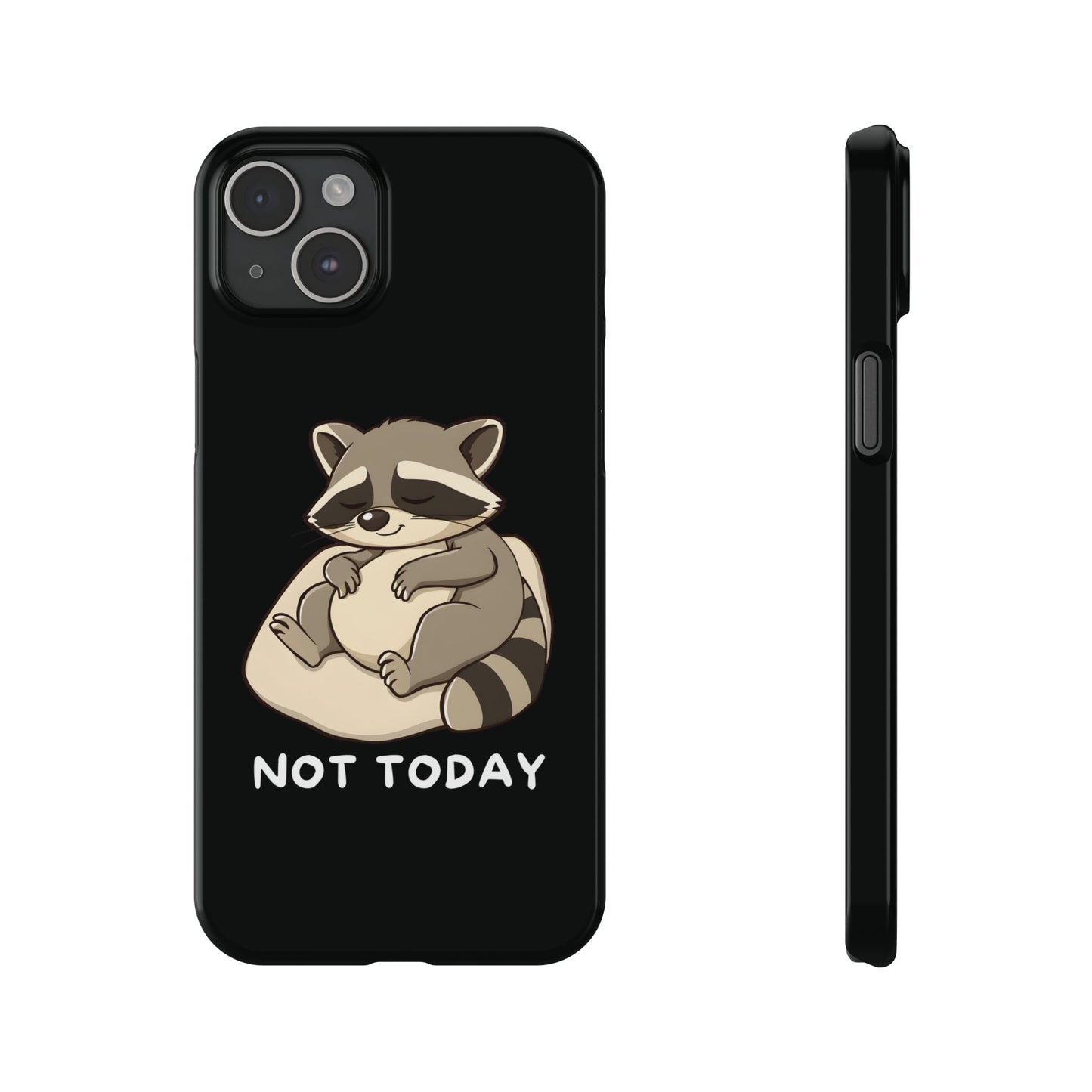 Lazy Cute Raccoon Black iPhone 15 Plus Case