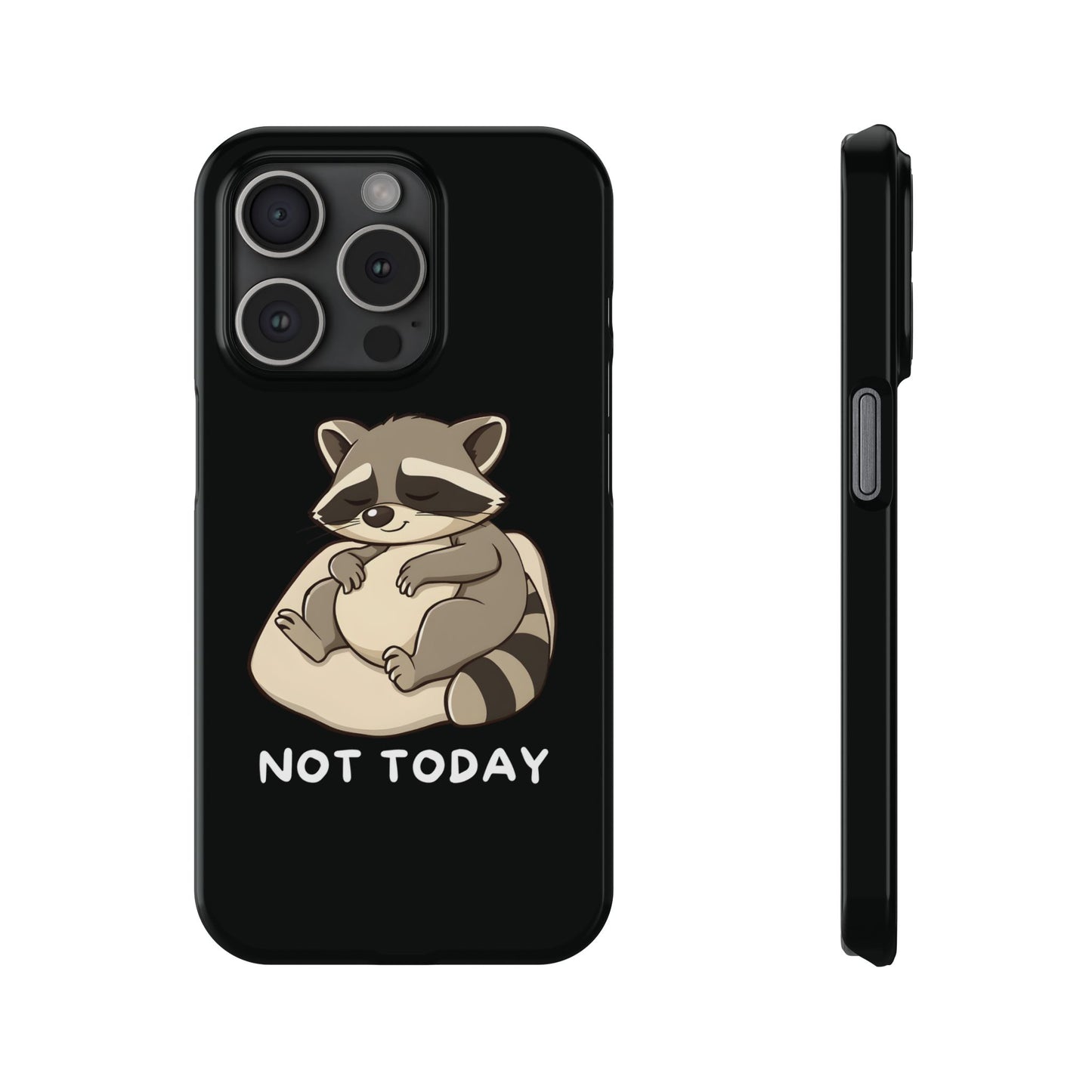 Lazy Cute Raccoon Black iPhone 15 Pro Case