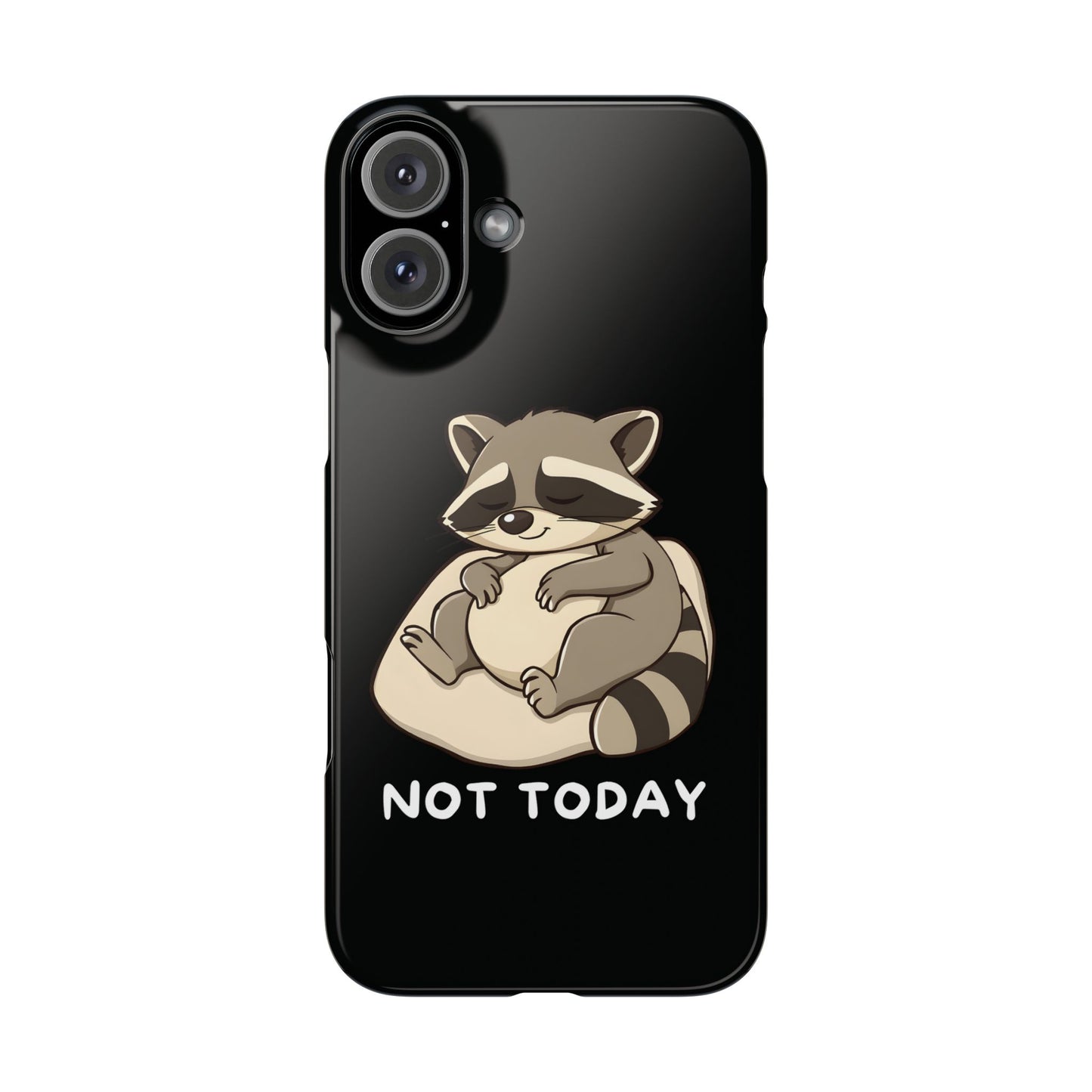 Lazy Cute Raccoon Black iPhone 16 Plus Case