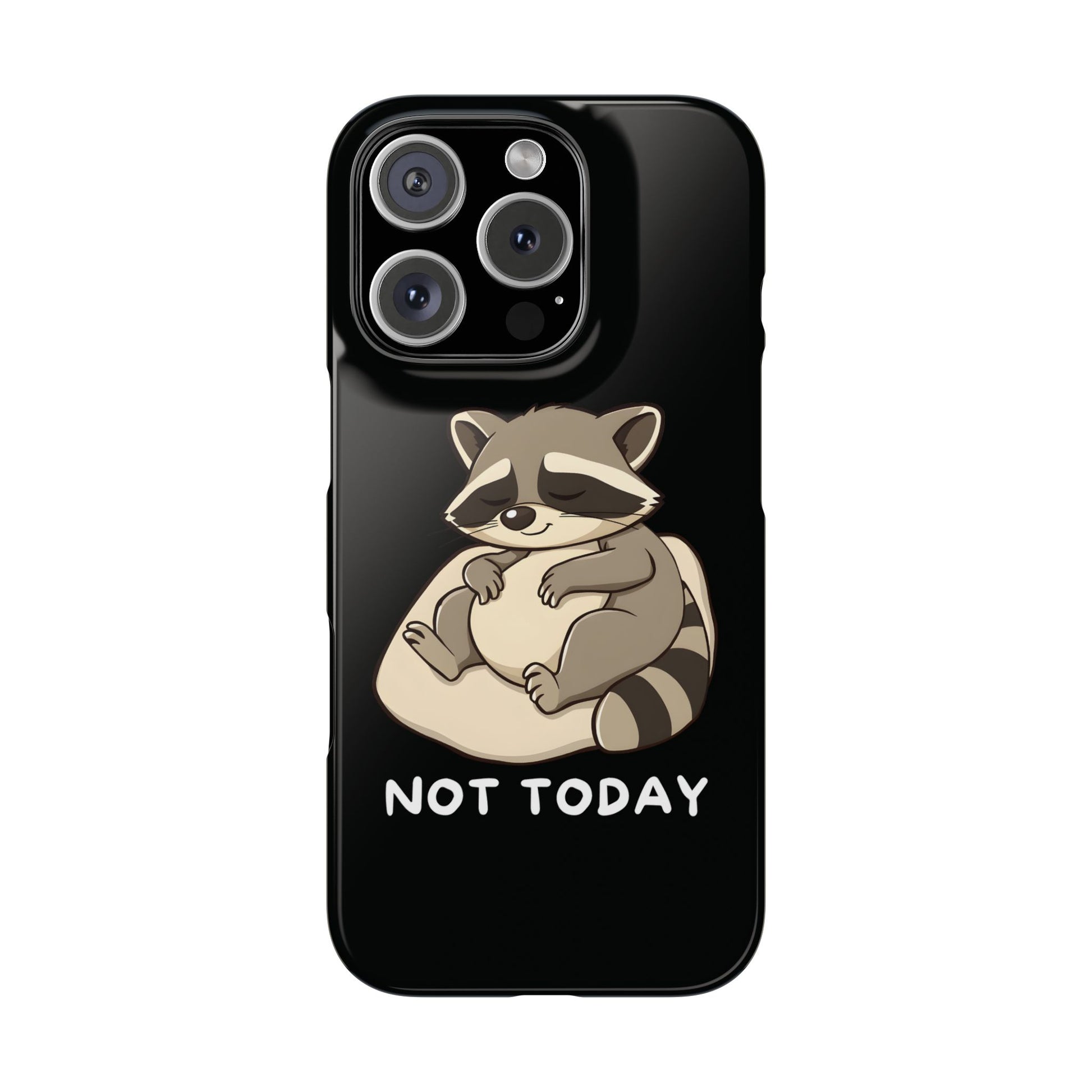 Lazy Cute Raccoon Black iPhone 16 Pro Case