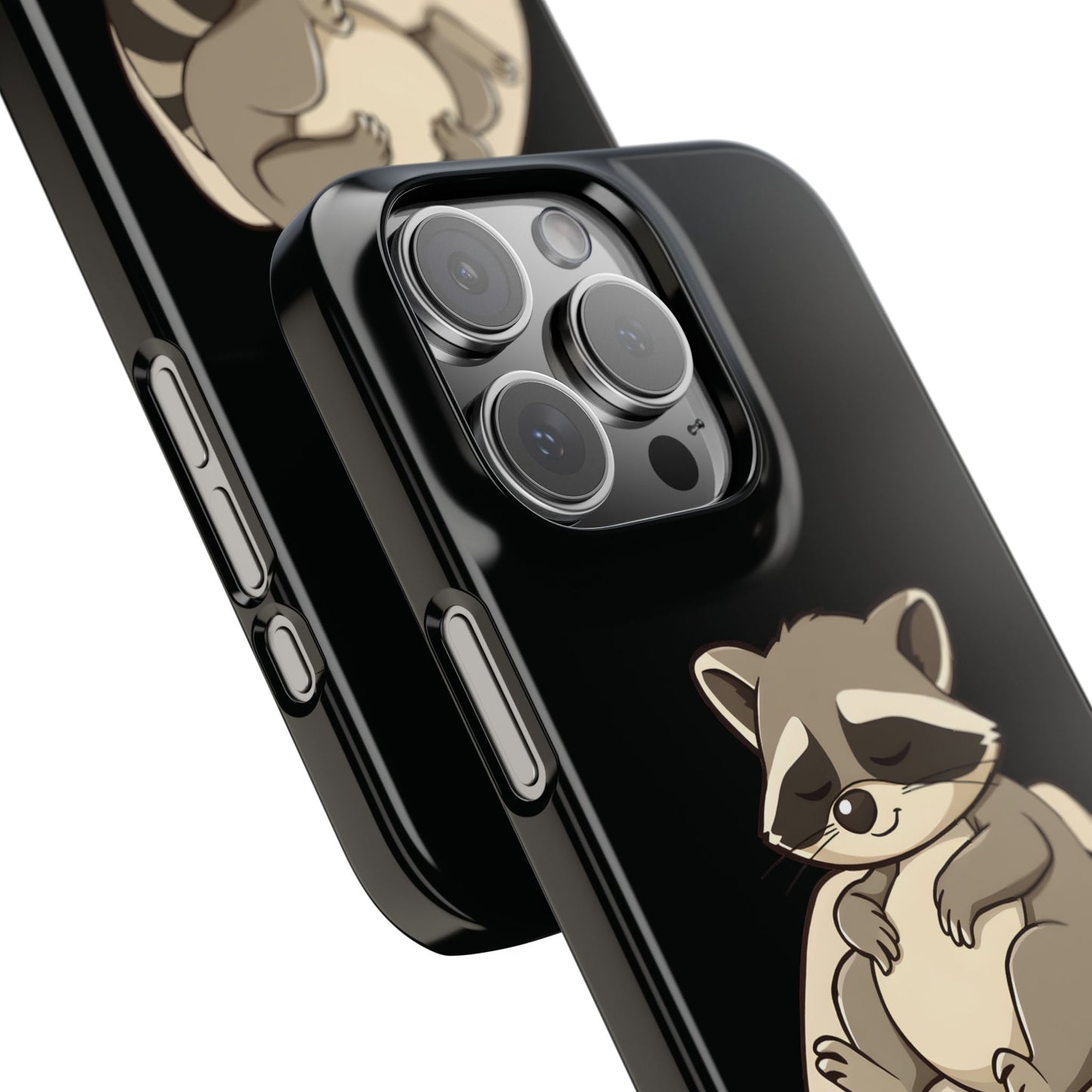 Lazy Cute Raccoon Black iPhone 16 Pro Max Case Close 1