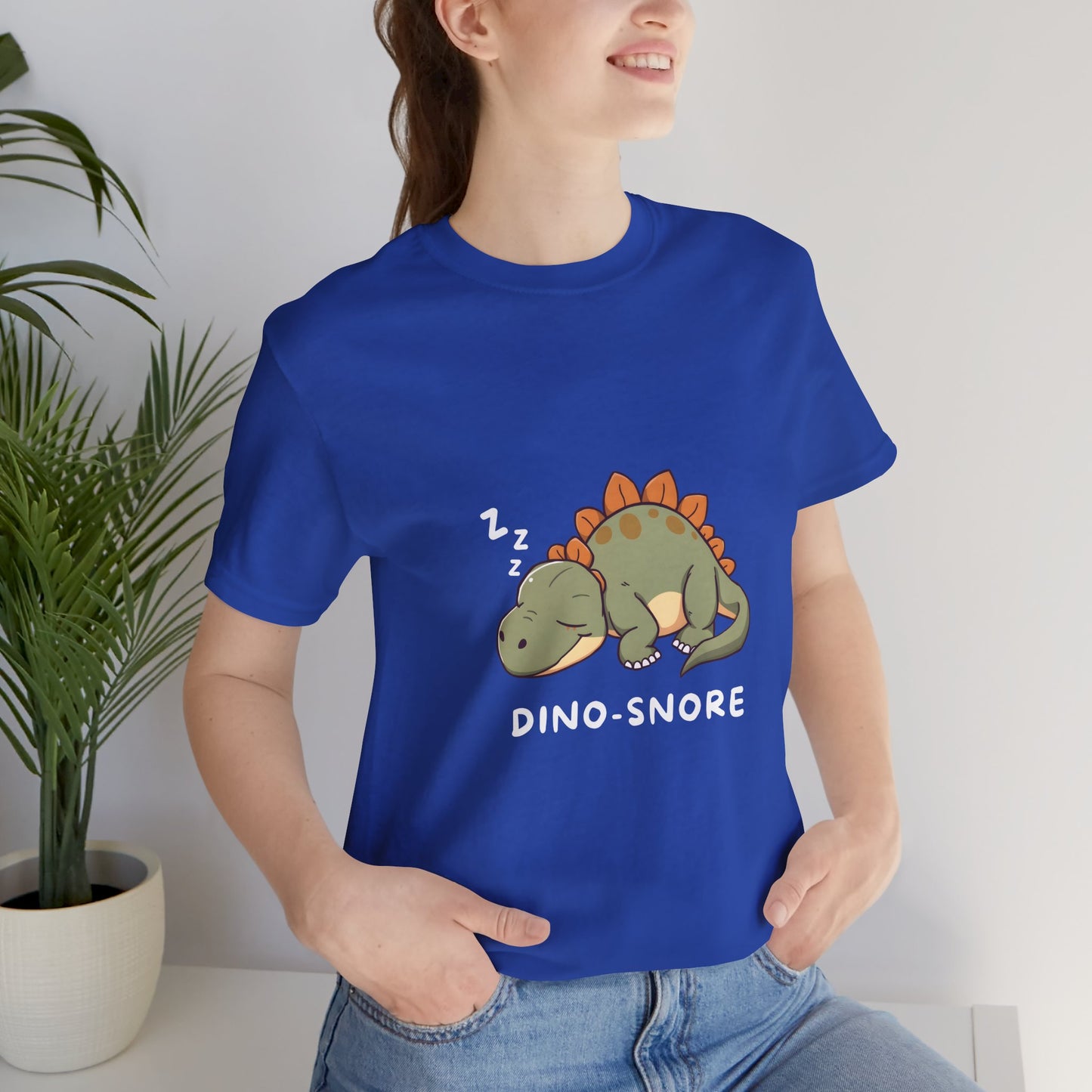 Lazy Dinosaur Short Sleeve T-Shirt With Ultra Soft-Cotton For Men And Women Style Blue