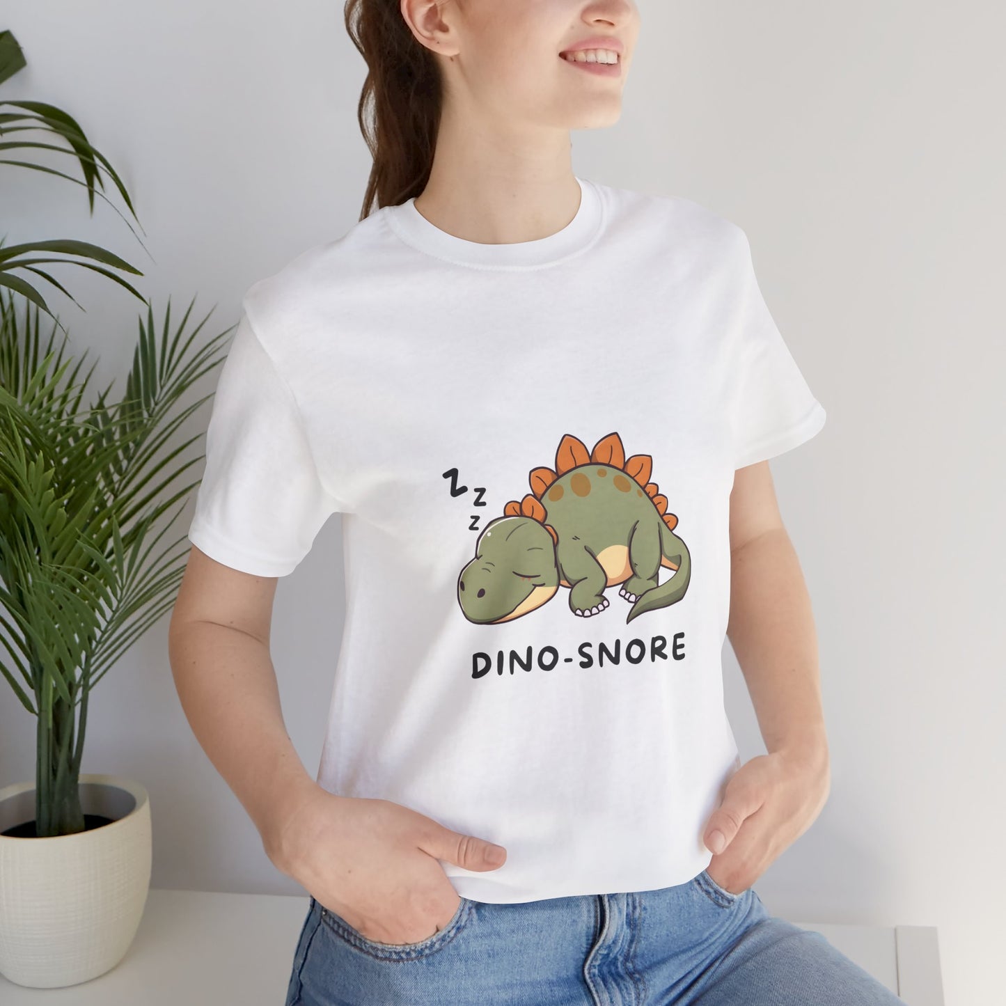 Lazy Dinosaur Short Sleeve T-Shirt With Ultra Soft-Cotton For Men And Women Style White
