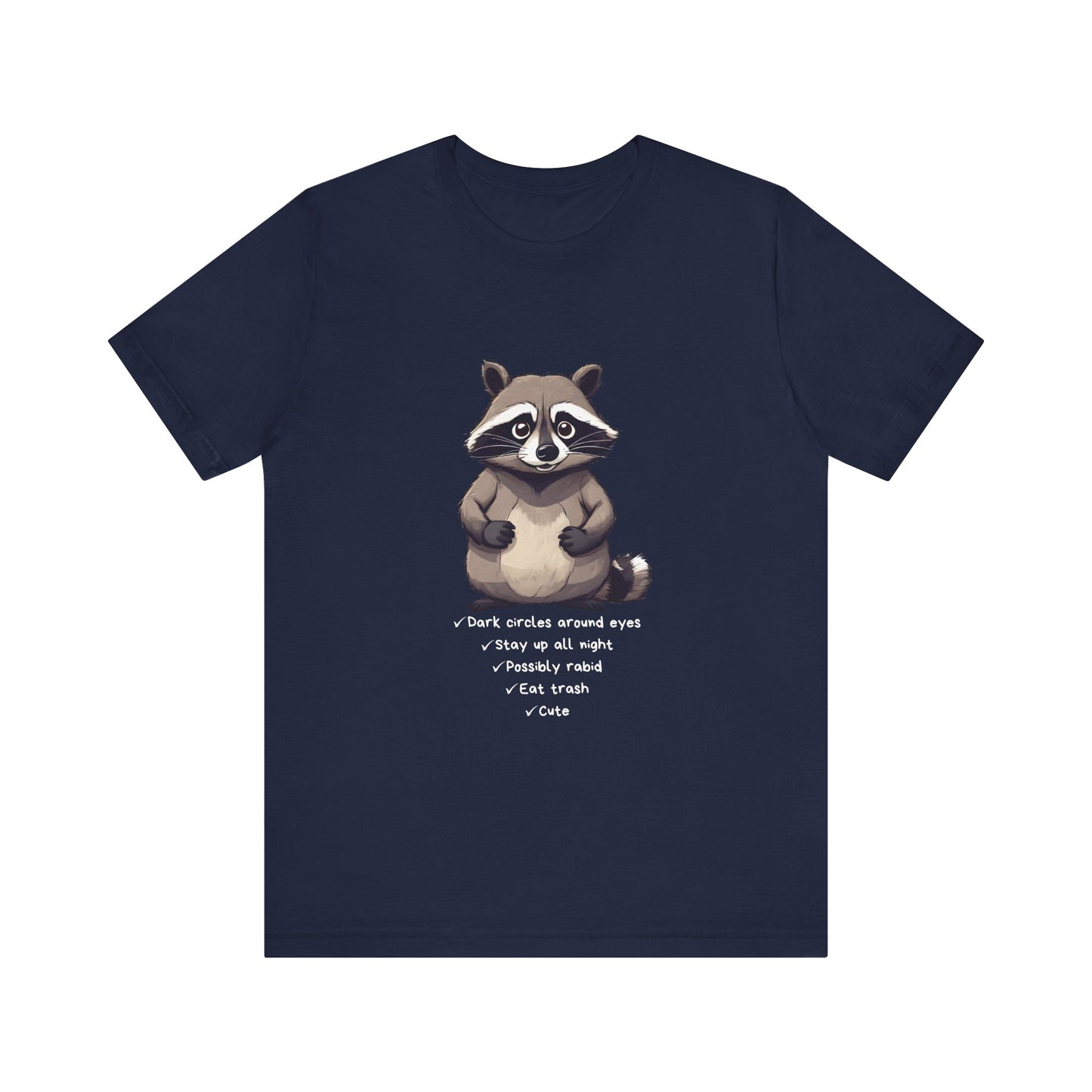 Navy Cute Raccoon Short Sleeve T-Shirt With Ultra Soft-Cotton For Men And Women Base