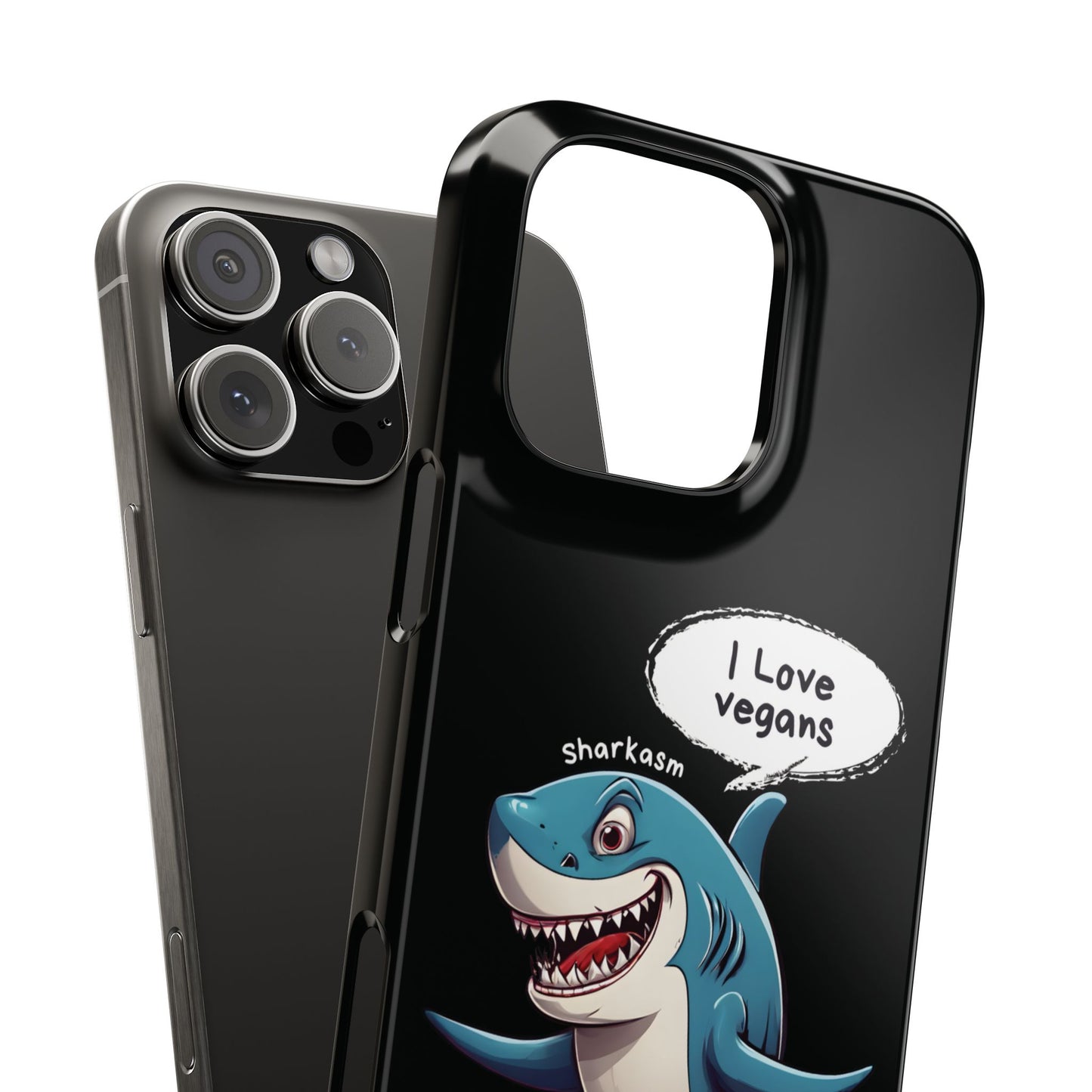 Sarcasm Shark Black iPhone 16 Pro Max Case Close 1