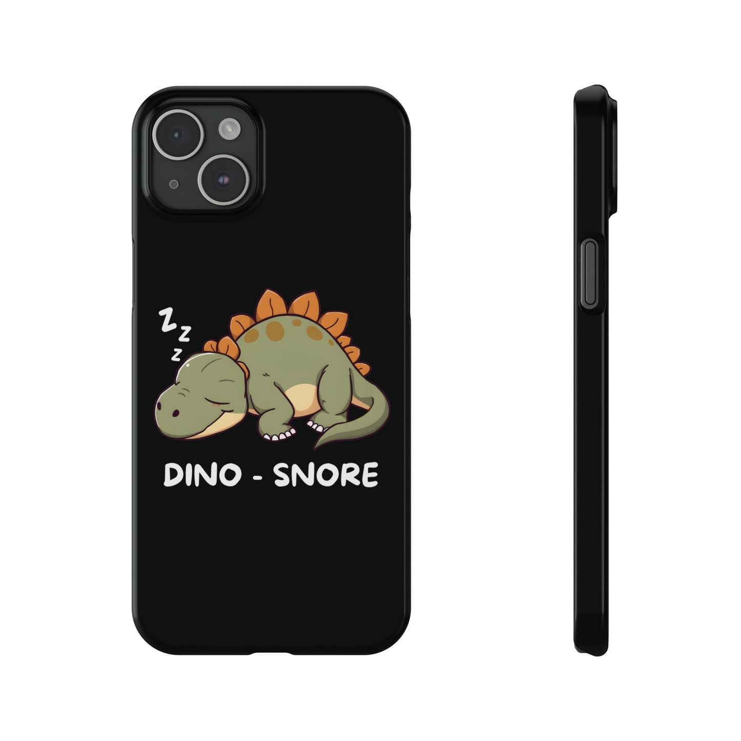 Sleepy Dinosaur Black iPhone 15 Plus Case