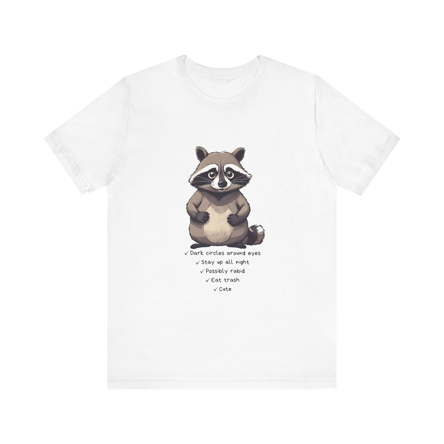 White Cute Raccoon Short Sleeve T-Shirt With Ultra Soft-Cotton For Men And Women Base