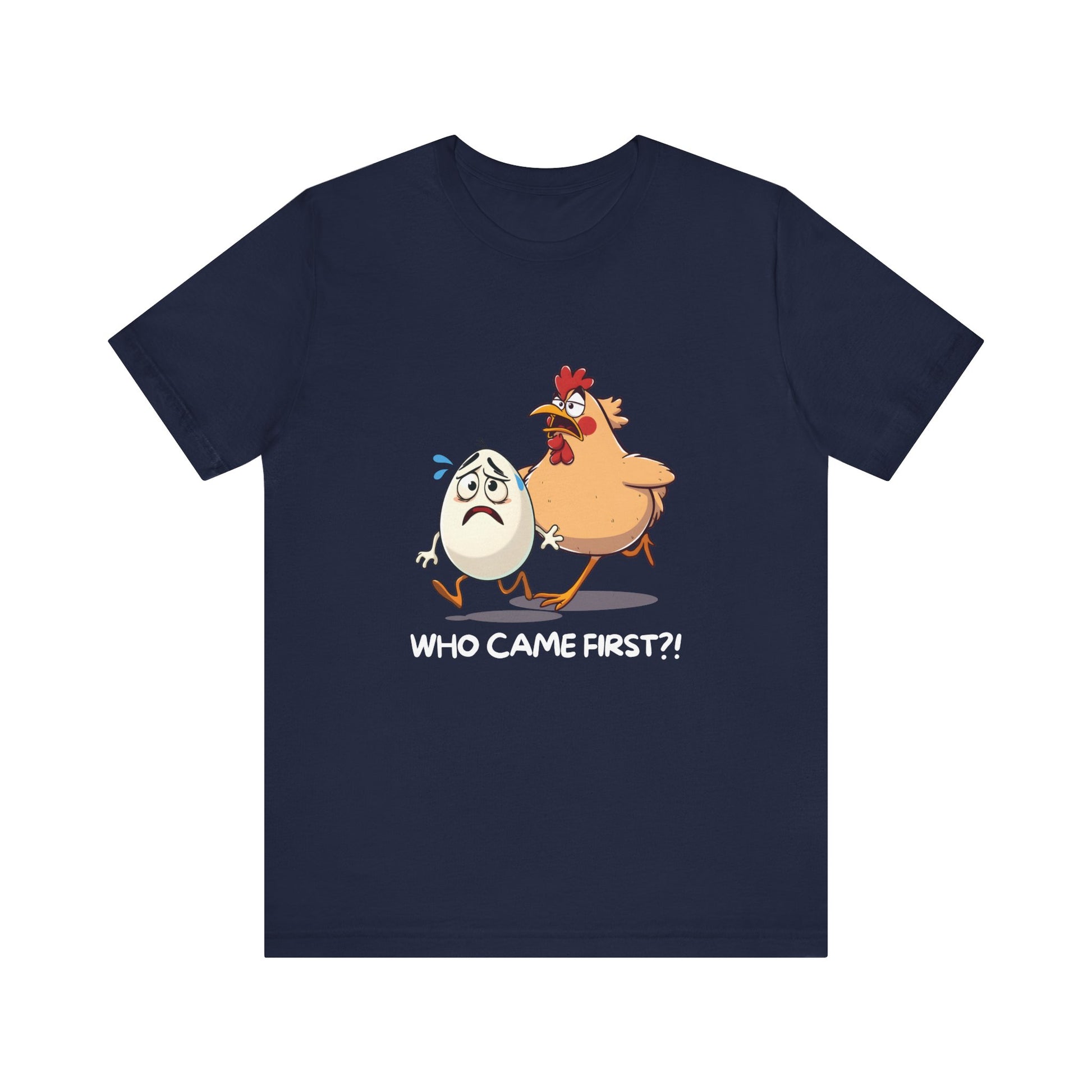 Who Came First Short Sleeve T-Shirt With Ultra Soft-Cotton For Men And Women Base Navy