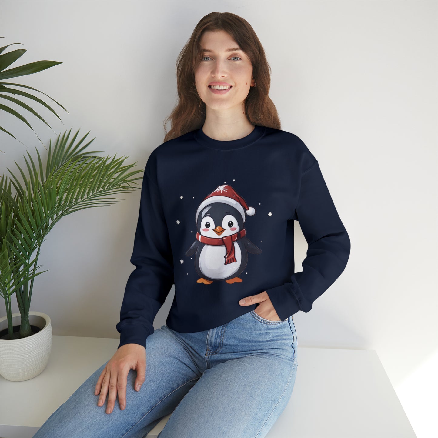 Christmas Penguin Sweatshirt With Adorable Penguin