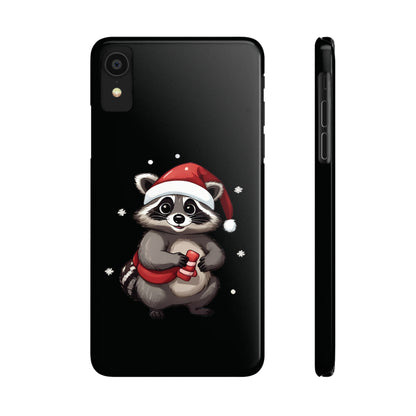 Slim Black Christmas Raccoon iPhone Case With A Unique And Funny Design