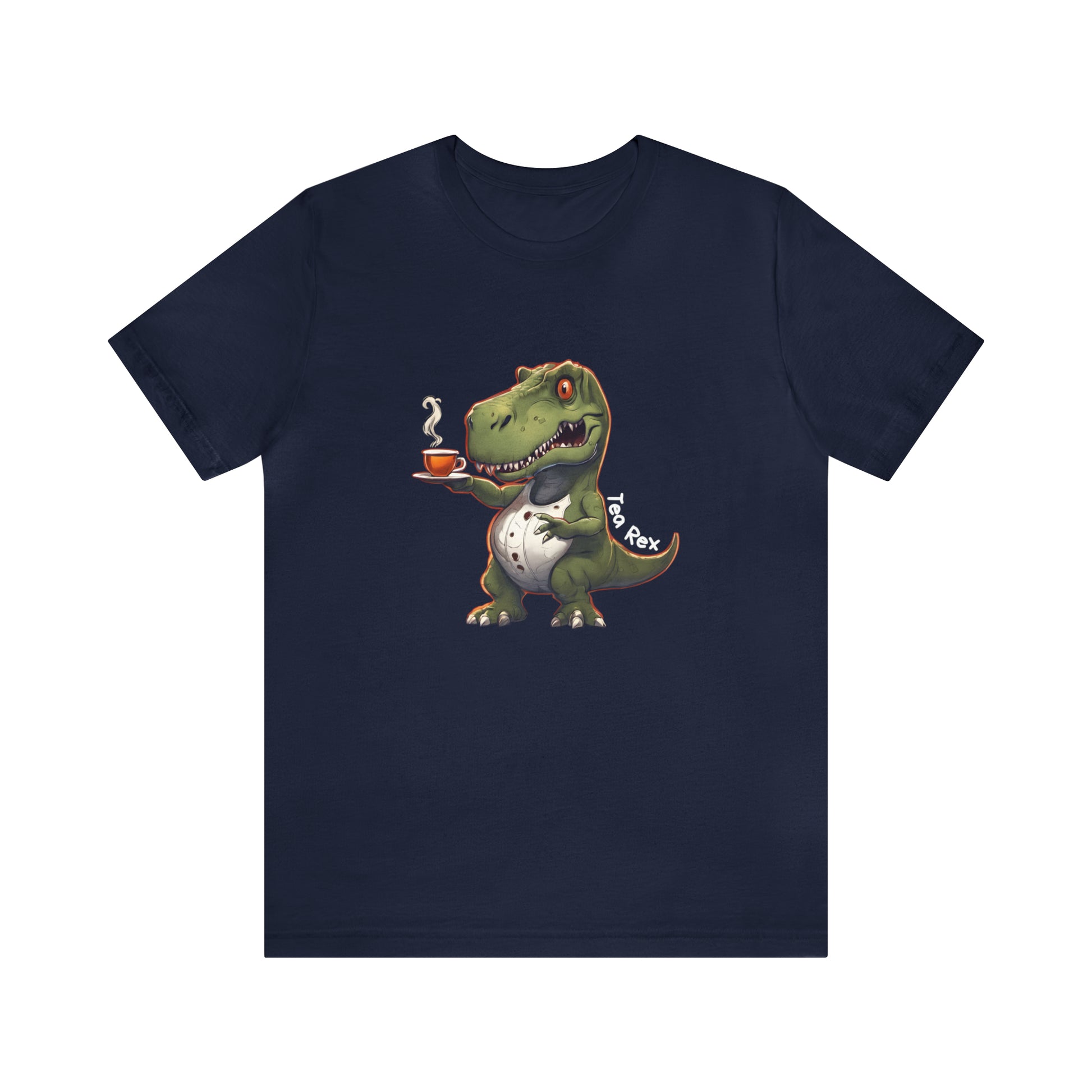 Tea Rex & T-rex dinosaur Unisex short sleeve T-Shirt with Ultra soft-cotton Blue