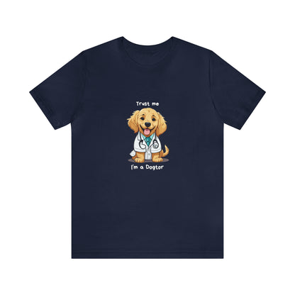 Funny Dog Doctor Unisex short sleeve T-Shirt with Ultra soft-cotton Blue