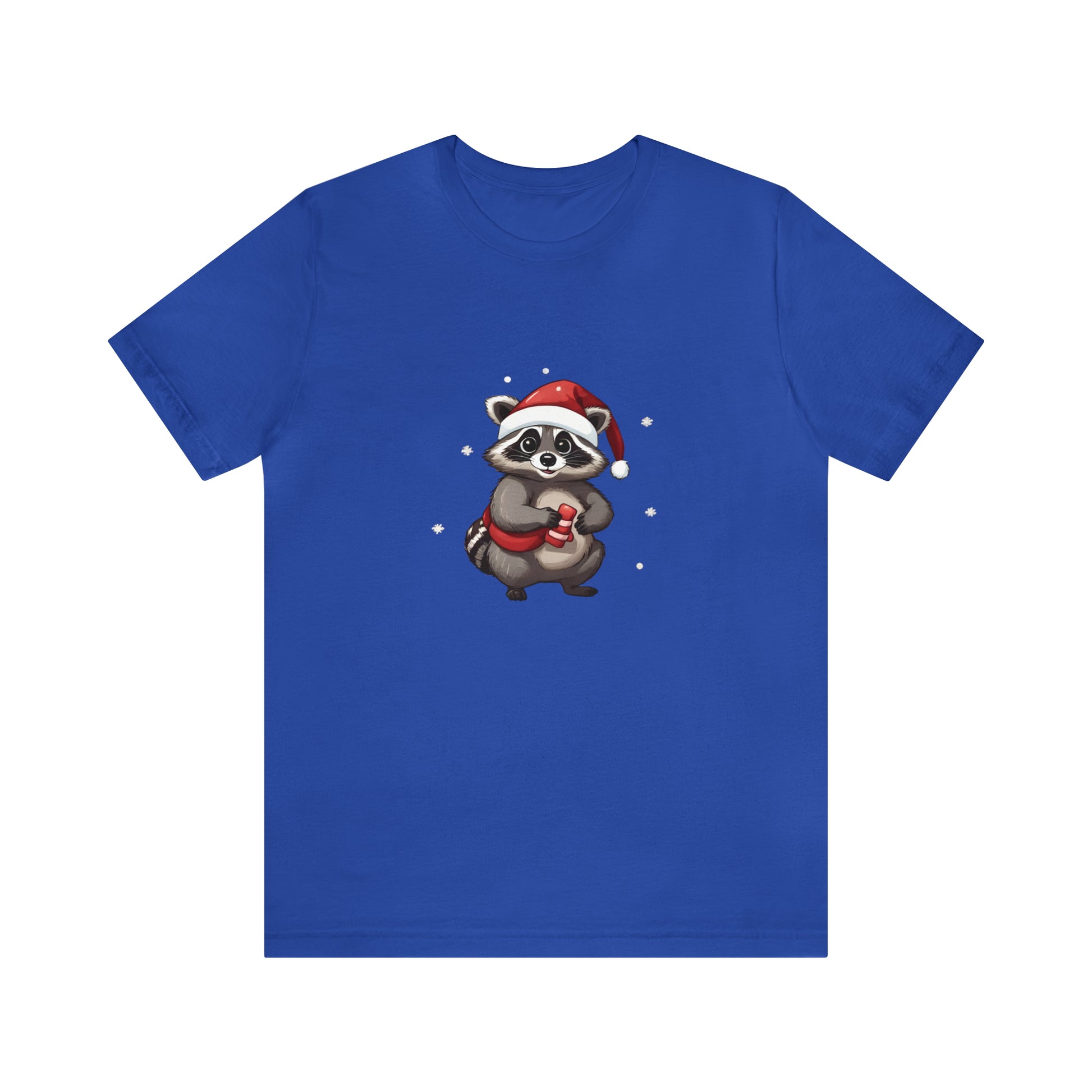 Christmas Cute Raccoon Unisex Short Sleeve T-Shirt Light Blue