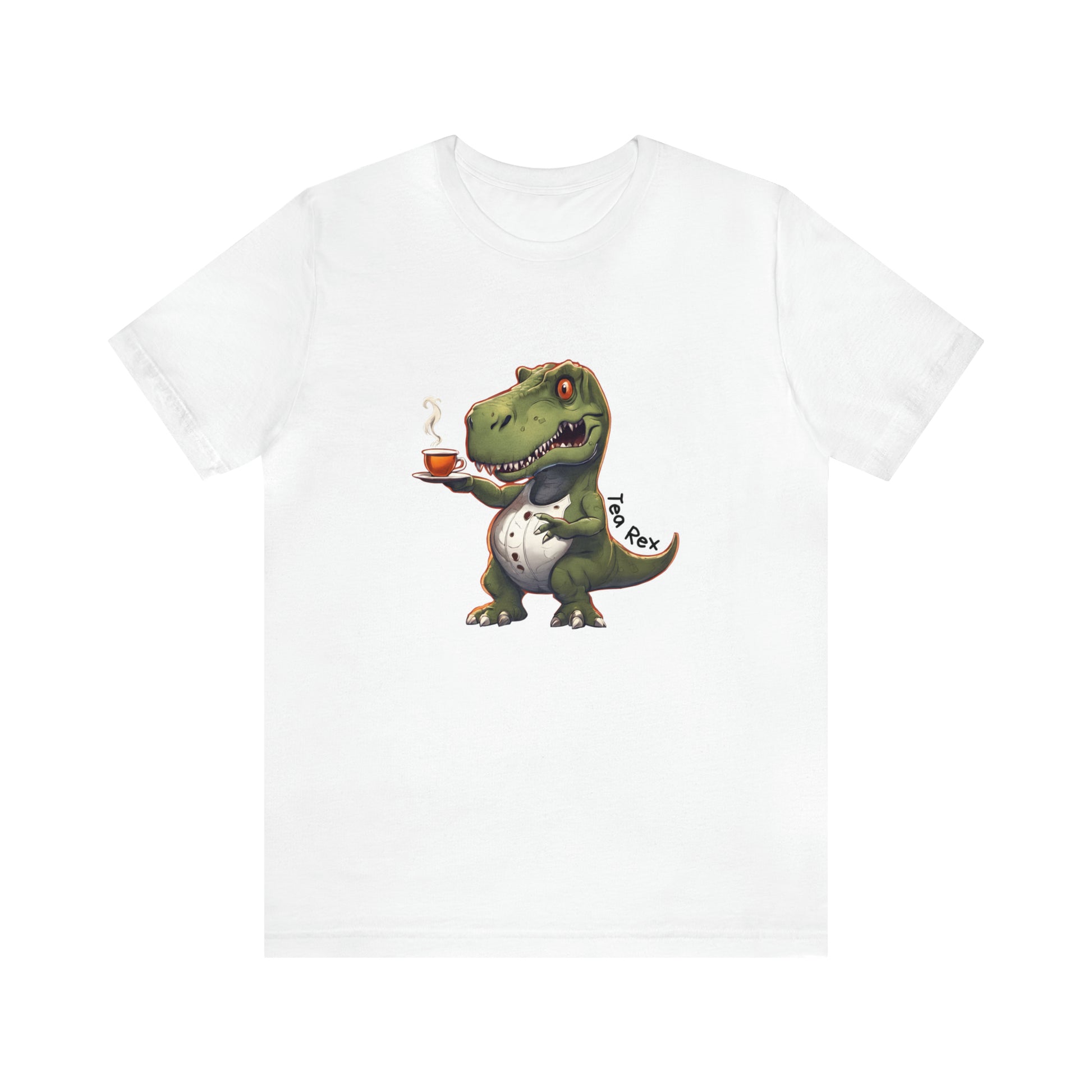 Tea Rex & T-rex dinosaur Unisex short sleeve T-Shirt with Ultra soft-cotton white