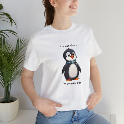 Cute Penguin Size Unisex short sleeve T-Shirt with Ultra soft-cotton white